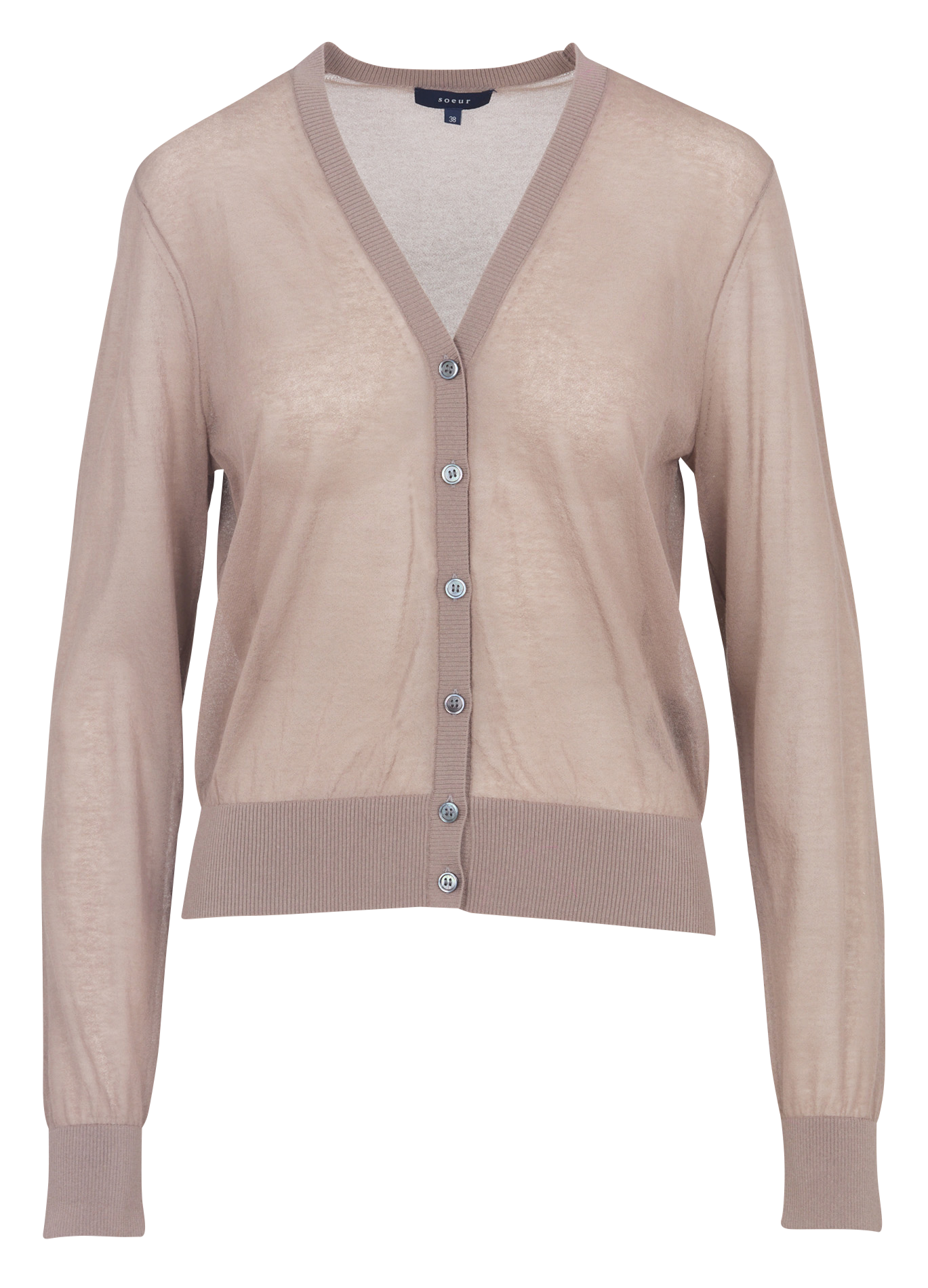 Cardigan col V en coton mélangé SOEUR Marron