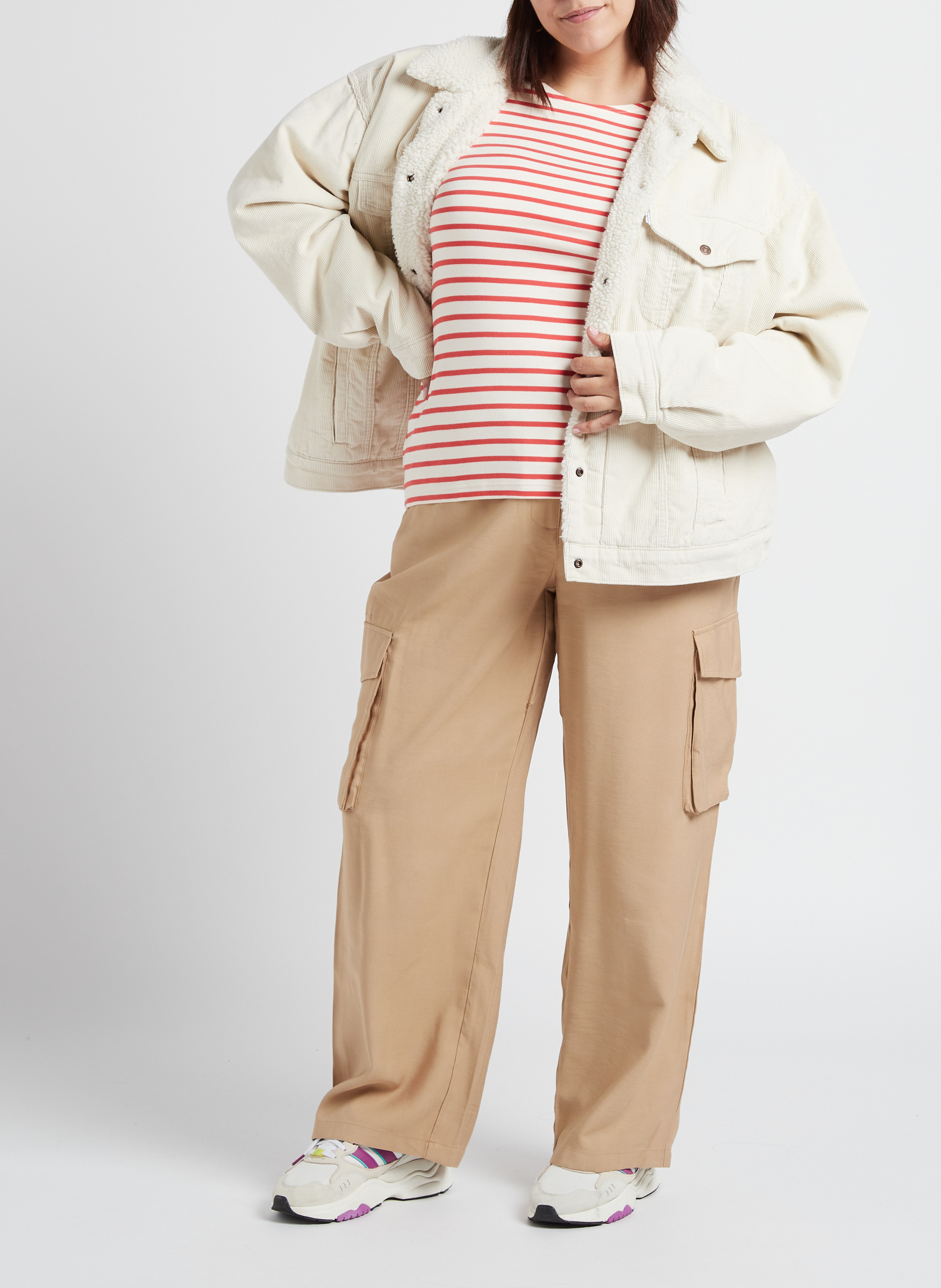 Veste en jean et fausse fourrure en coton LEVI'S Beige