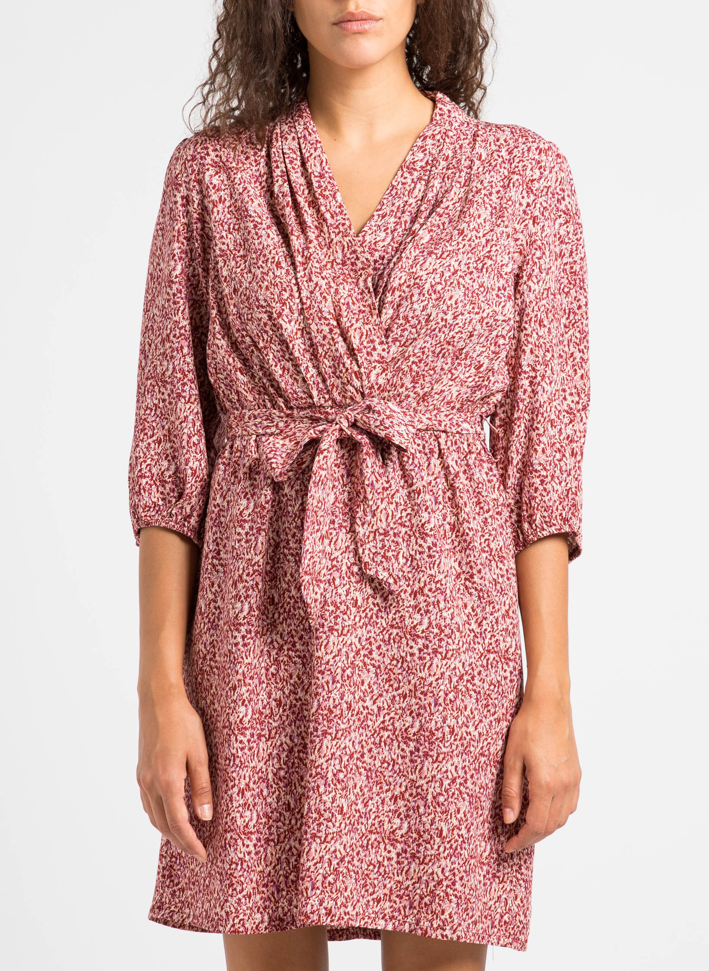 Robe courte col V imprimée  GRACE ET MILA Blanc