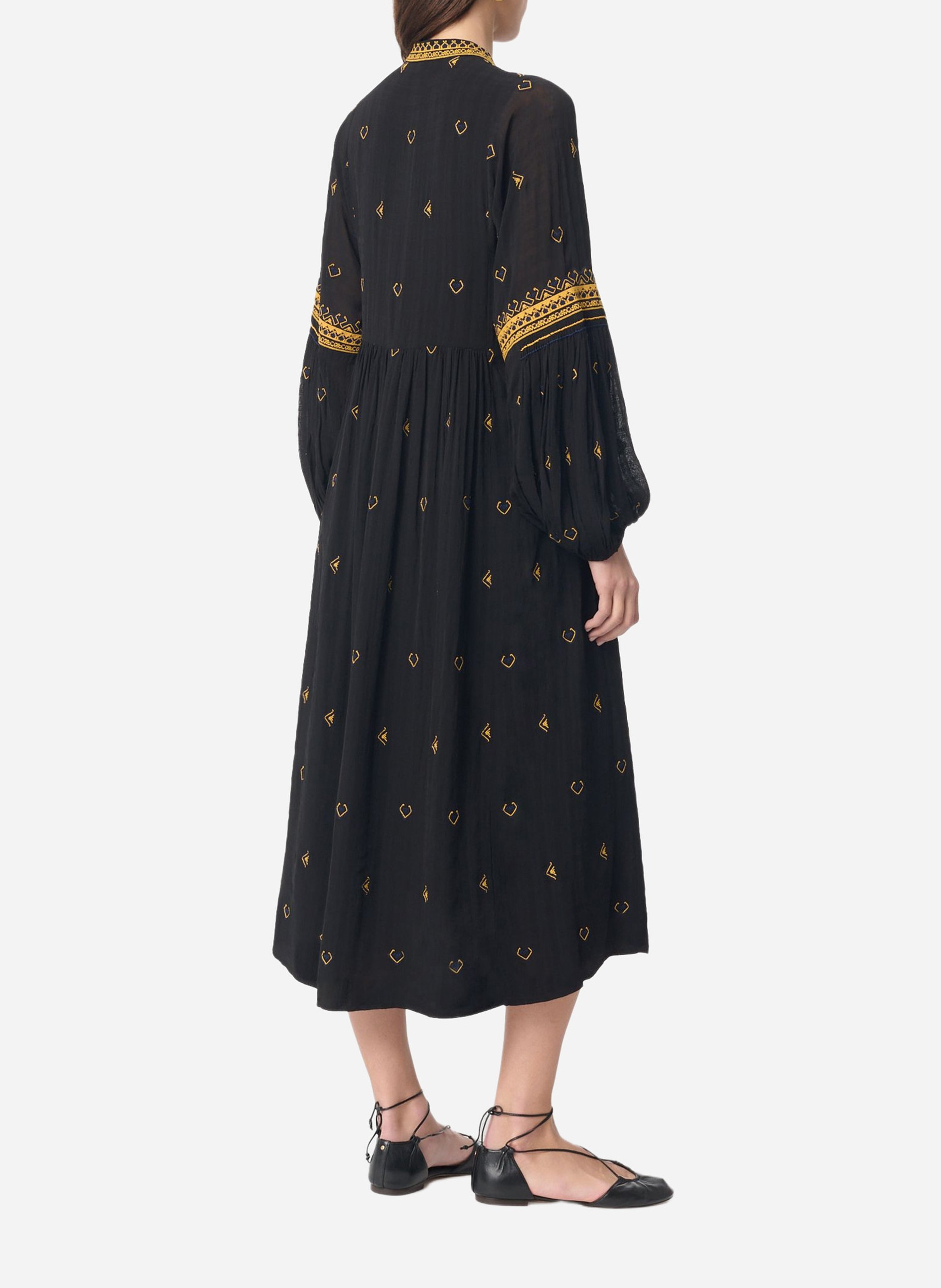 Flowy midi dress with embroidery VANESSA BRUNO Black