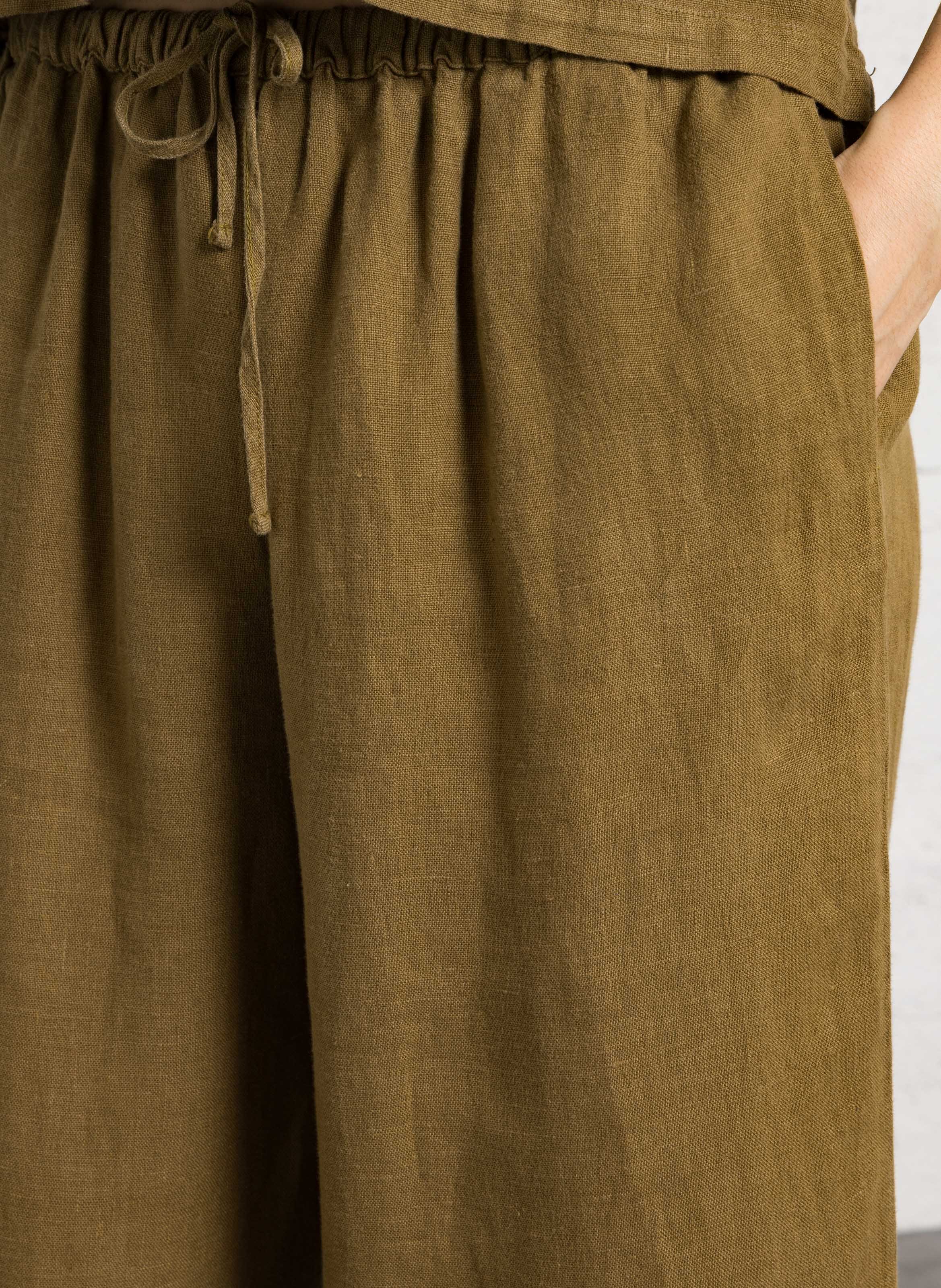 Marlenehose aus Leinen mit hohem Bund THE NEW SOCIETY Grun