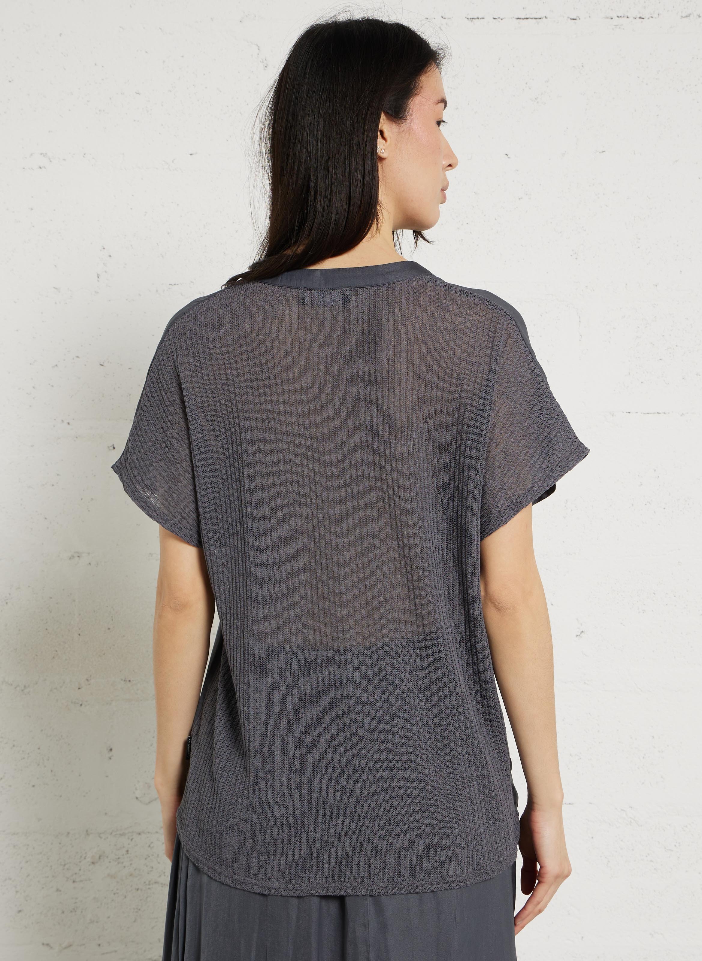 Top manches courtes col tunisien LE TEMPS DES CERISES Gris