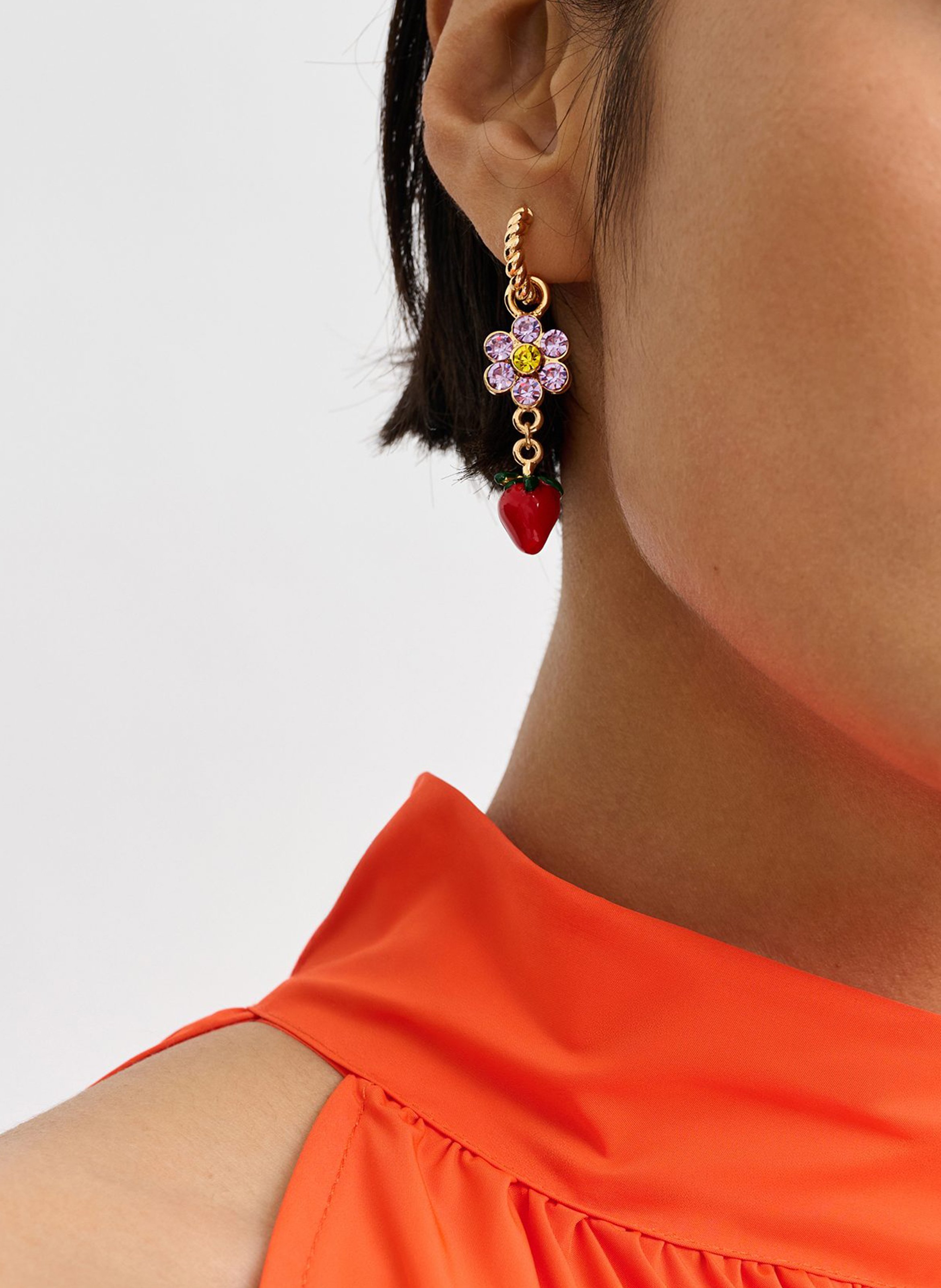 Fashion earrings with rhinestones ESSENTIEL ANTWERP Golden