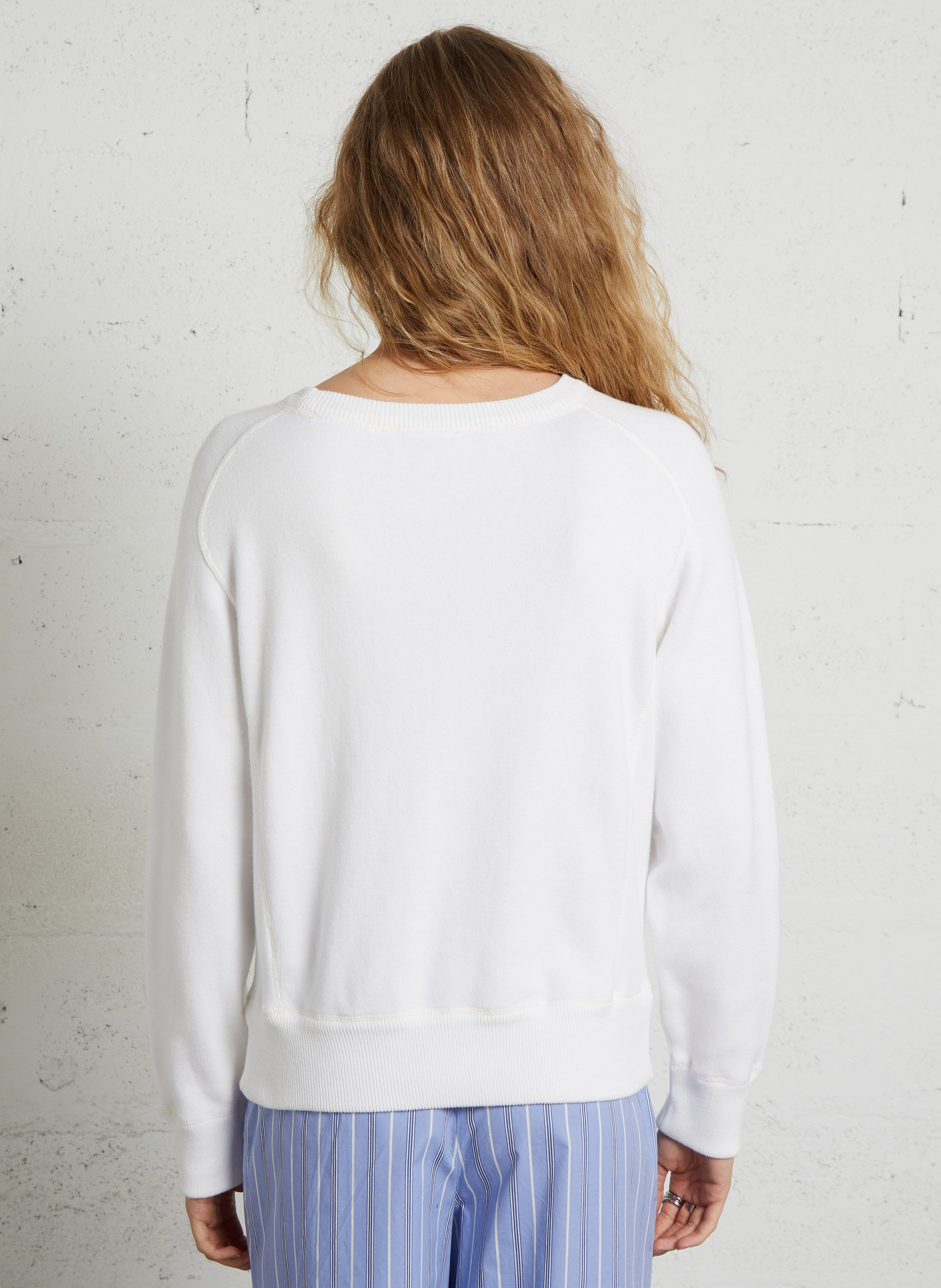 Oversized round neck sweater in organic cotton MAISON ANJE White