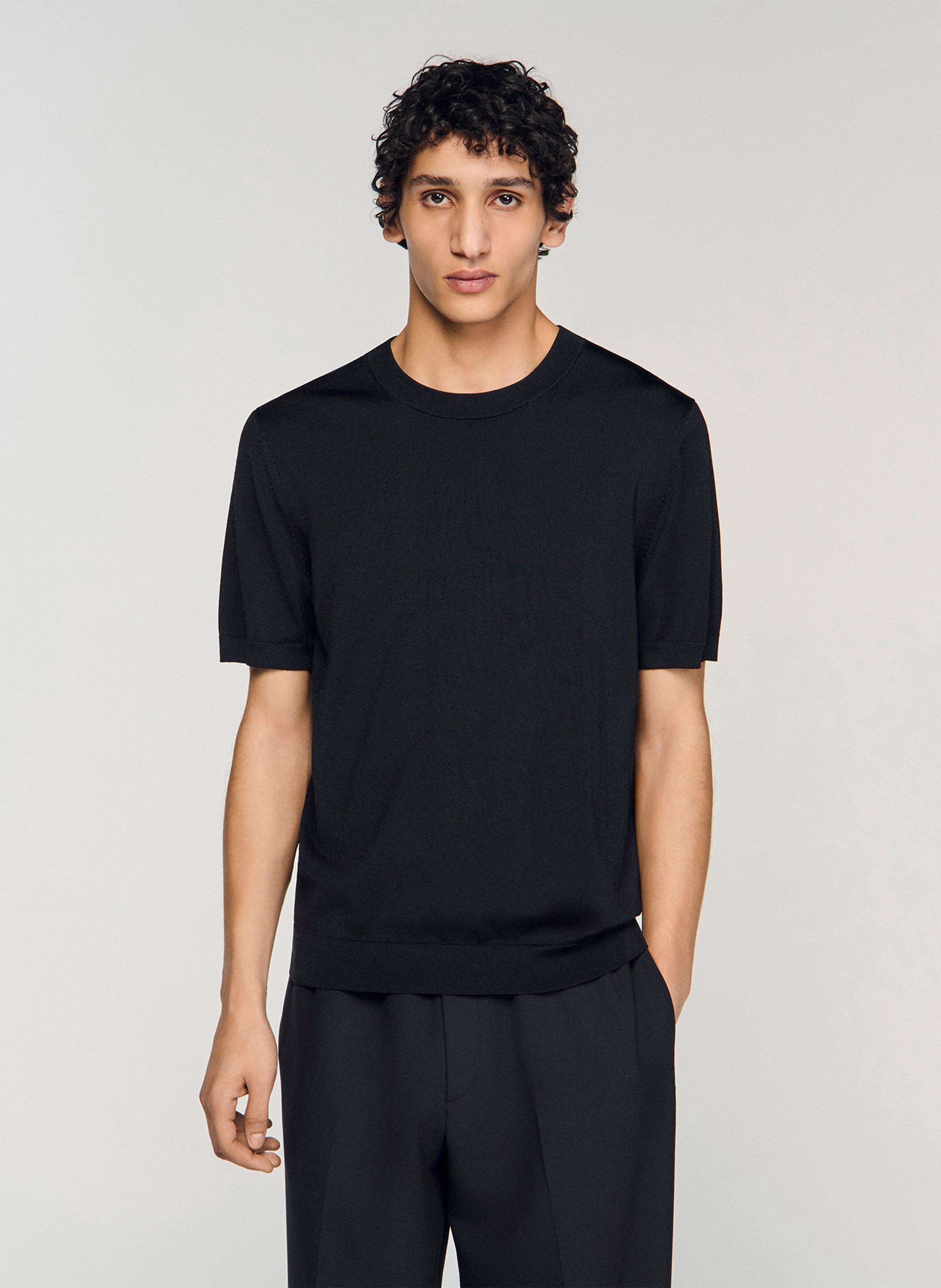 Tee-shirt col rond regular fit  SANDRO Noir