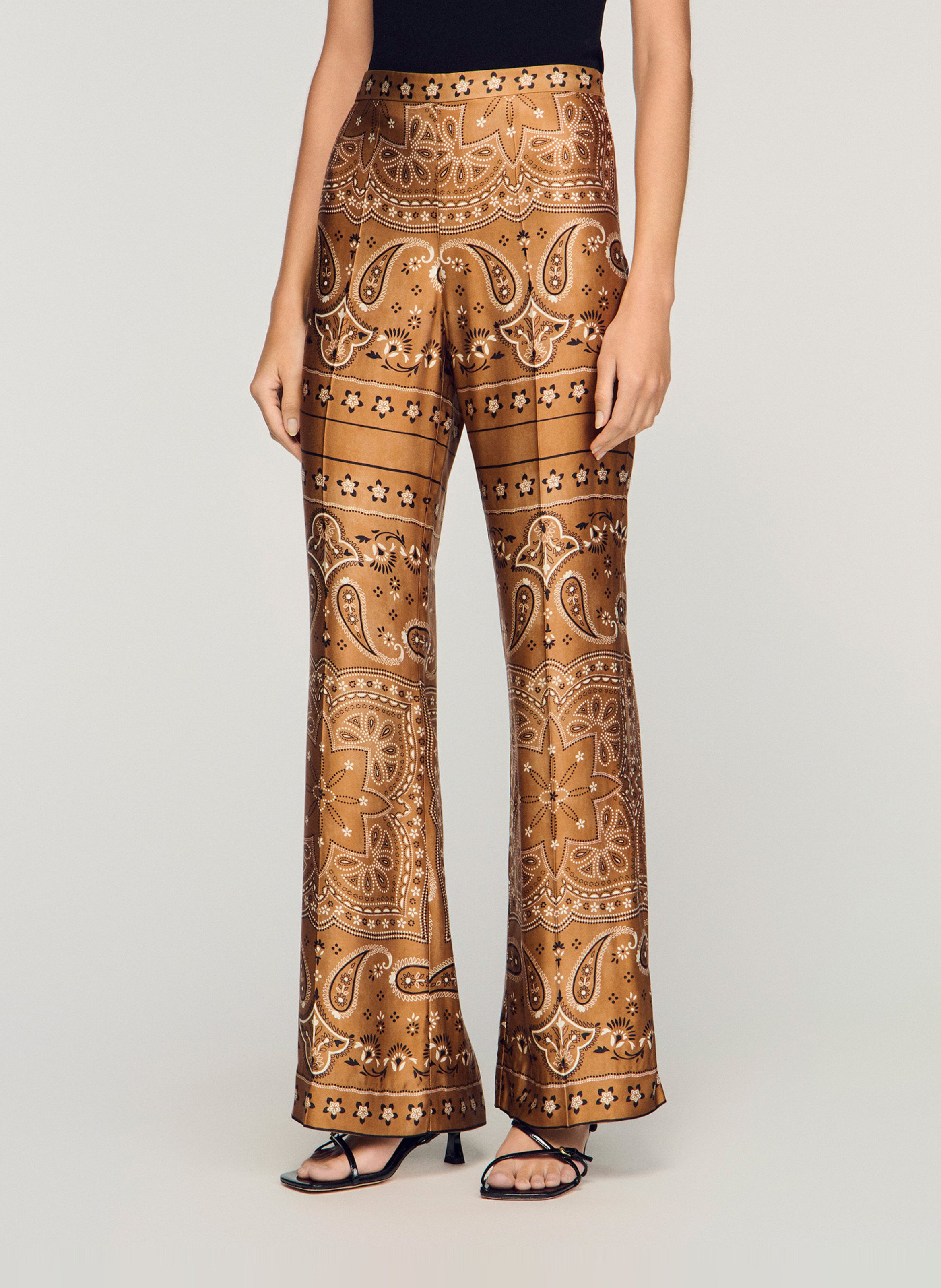Rechte broek met bandana-print SANDRO Bruin