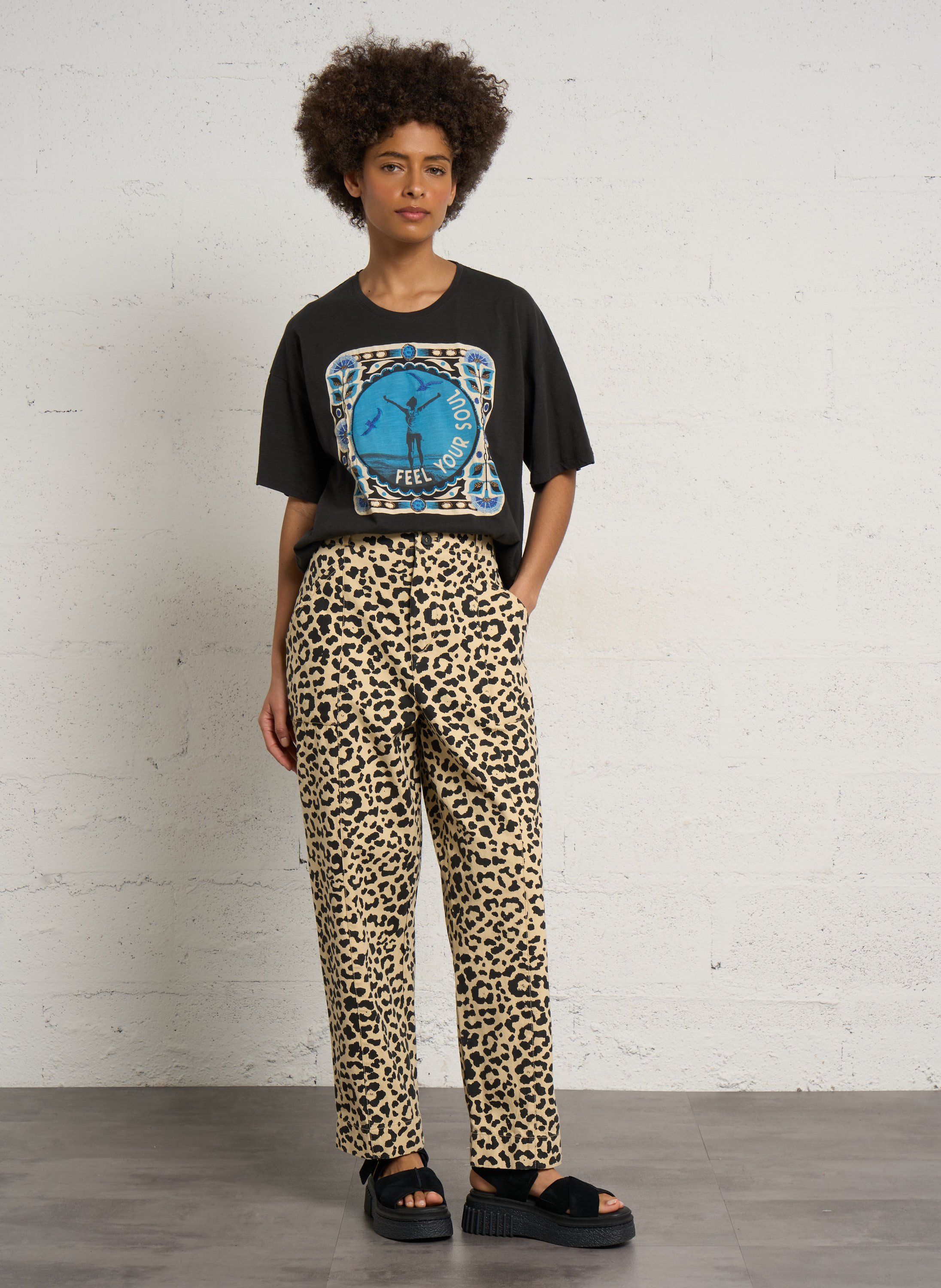 Norton printed straight trousers LEON & HARPER Brown