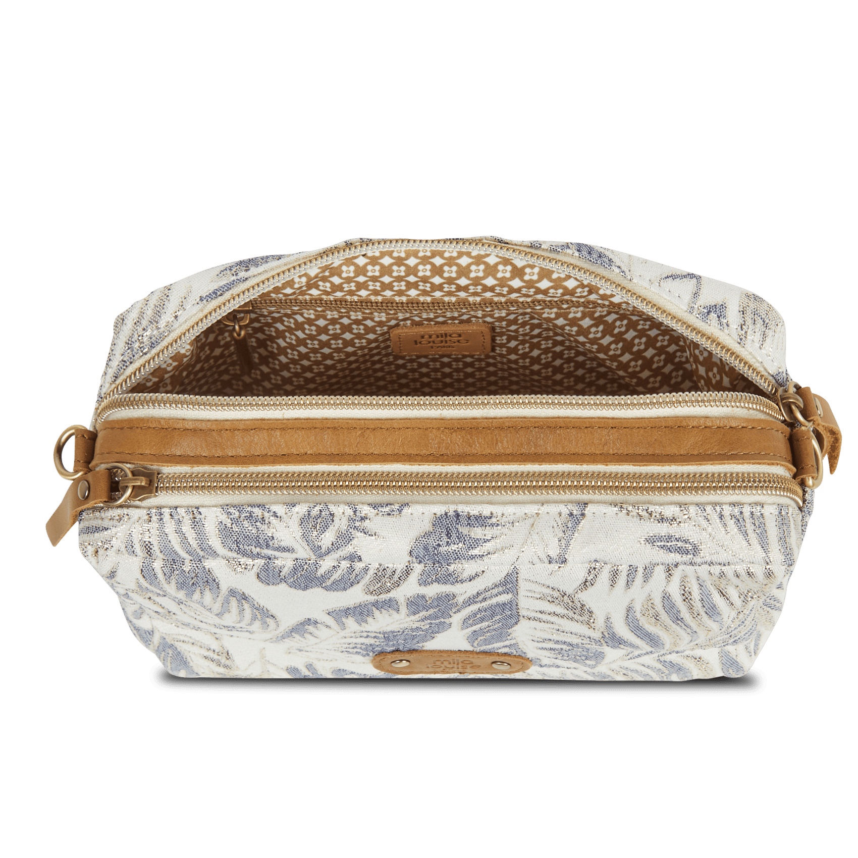 Jacquard shoulder bag MILA LOUISE Brown