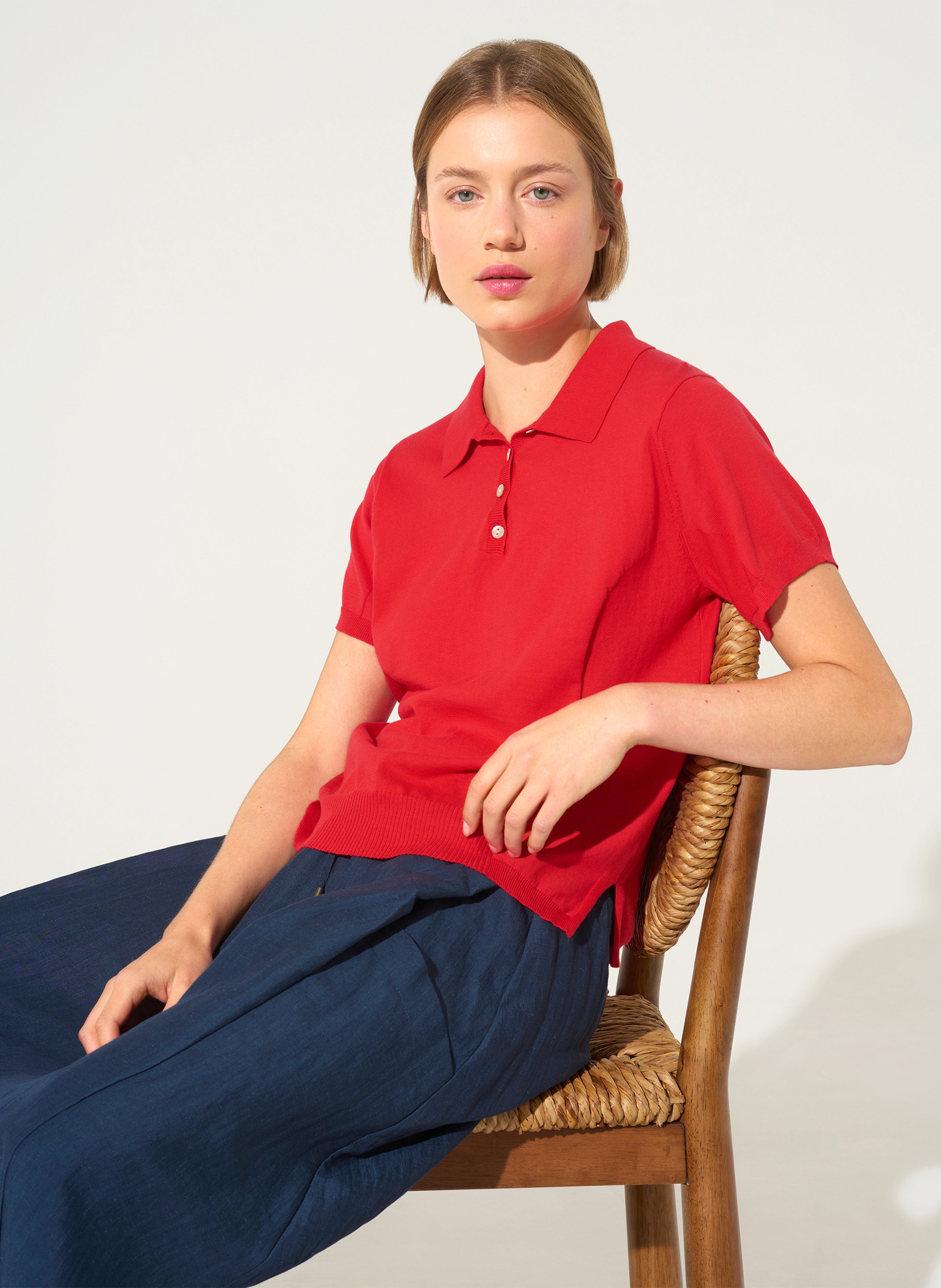 Polo droit en maille COTELAC ACOTE Rouge