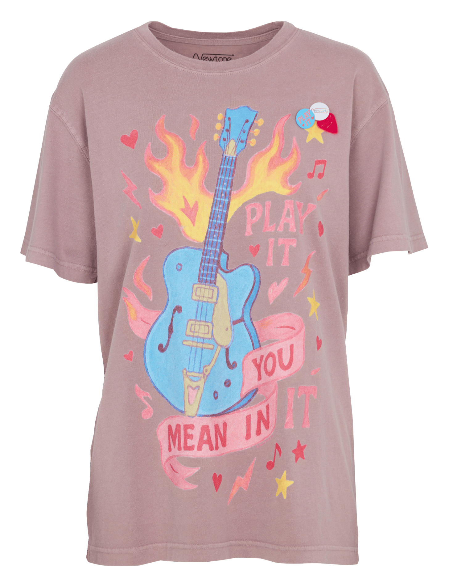 T-shirt dritta scollo tondo serigrafata in cotone NEWTONE Beige