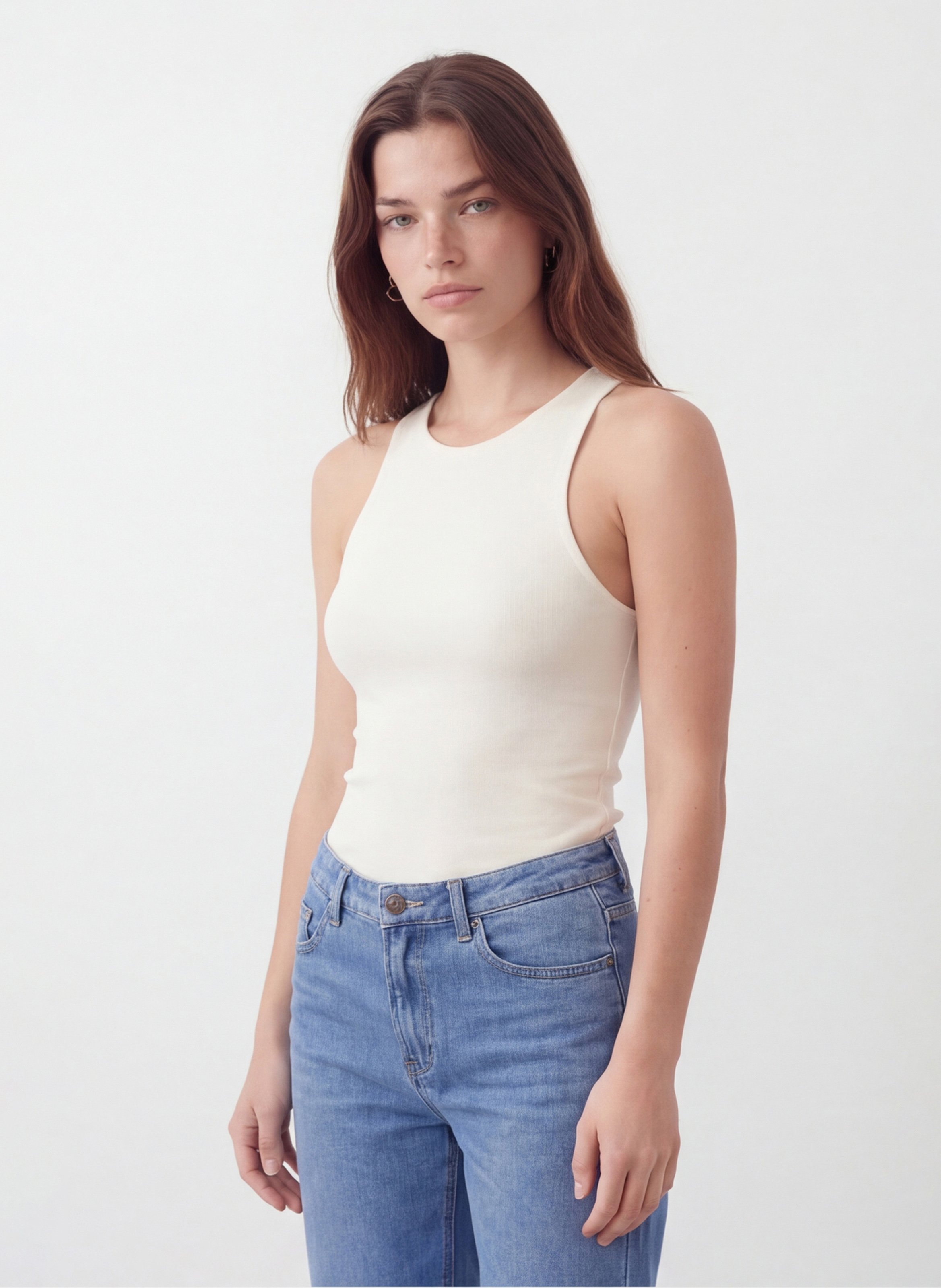 Débardeur ajusté en coton mélangé KOOKAI Blanc