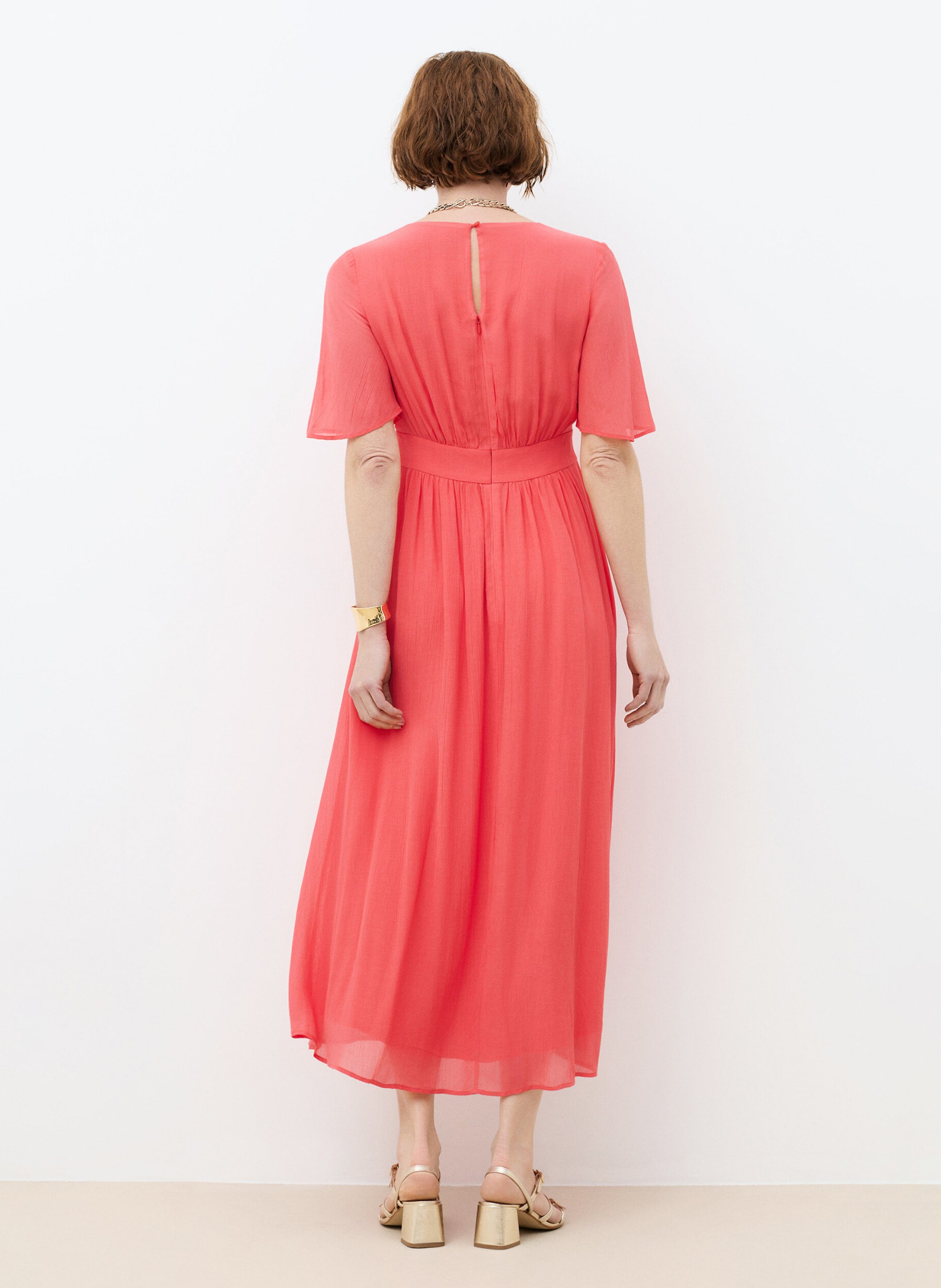 Robe longue col V CAROLL Rouge