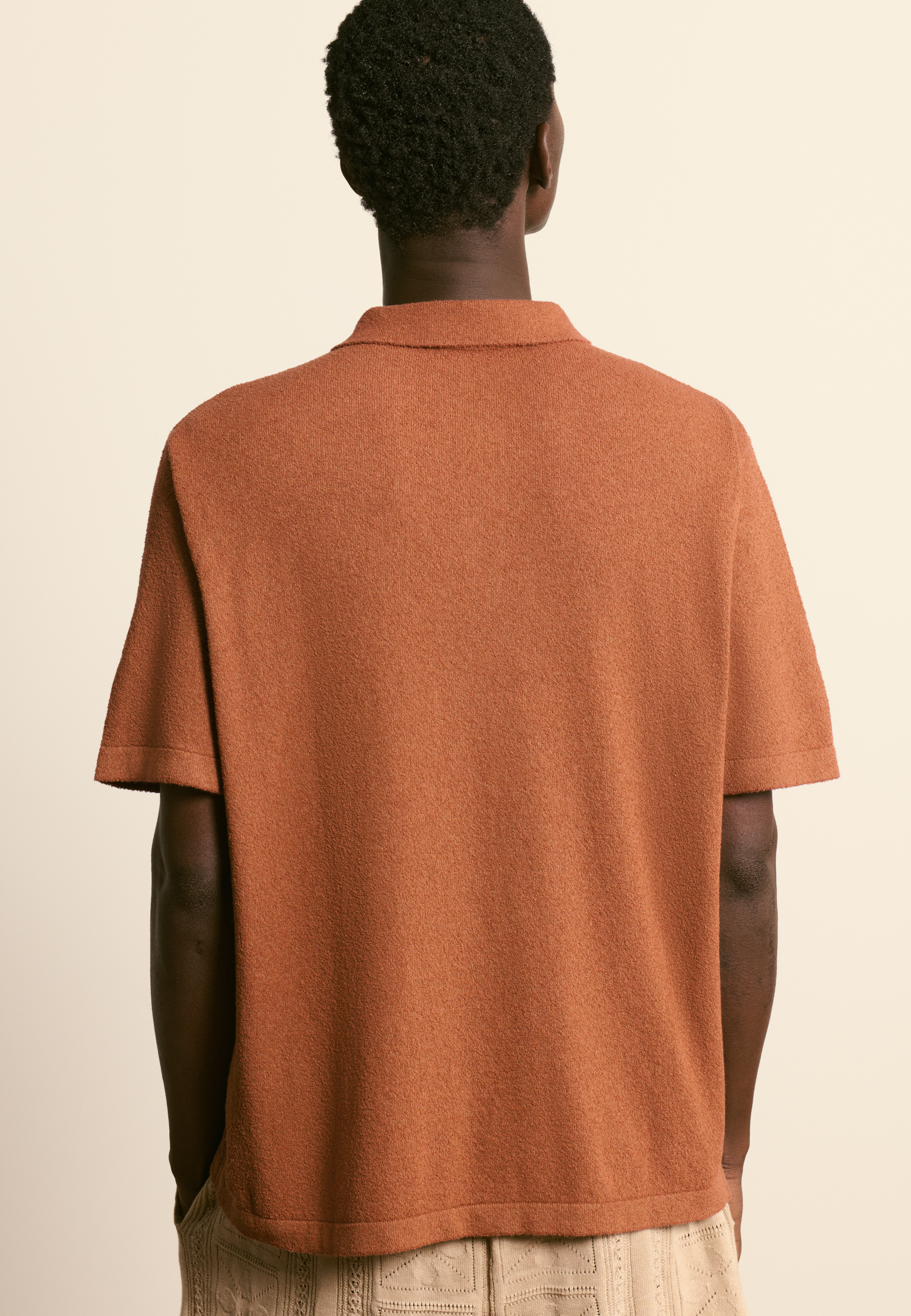 Polo en coton bouclette MAISON MONTAGUT Marron