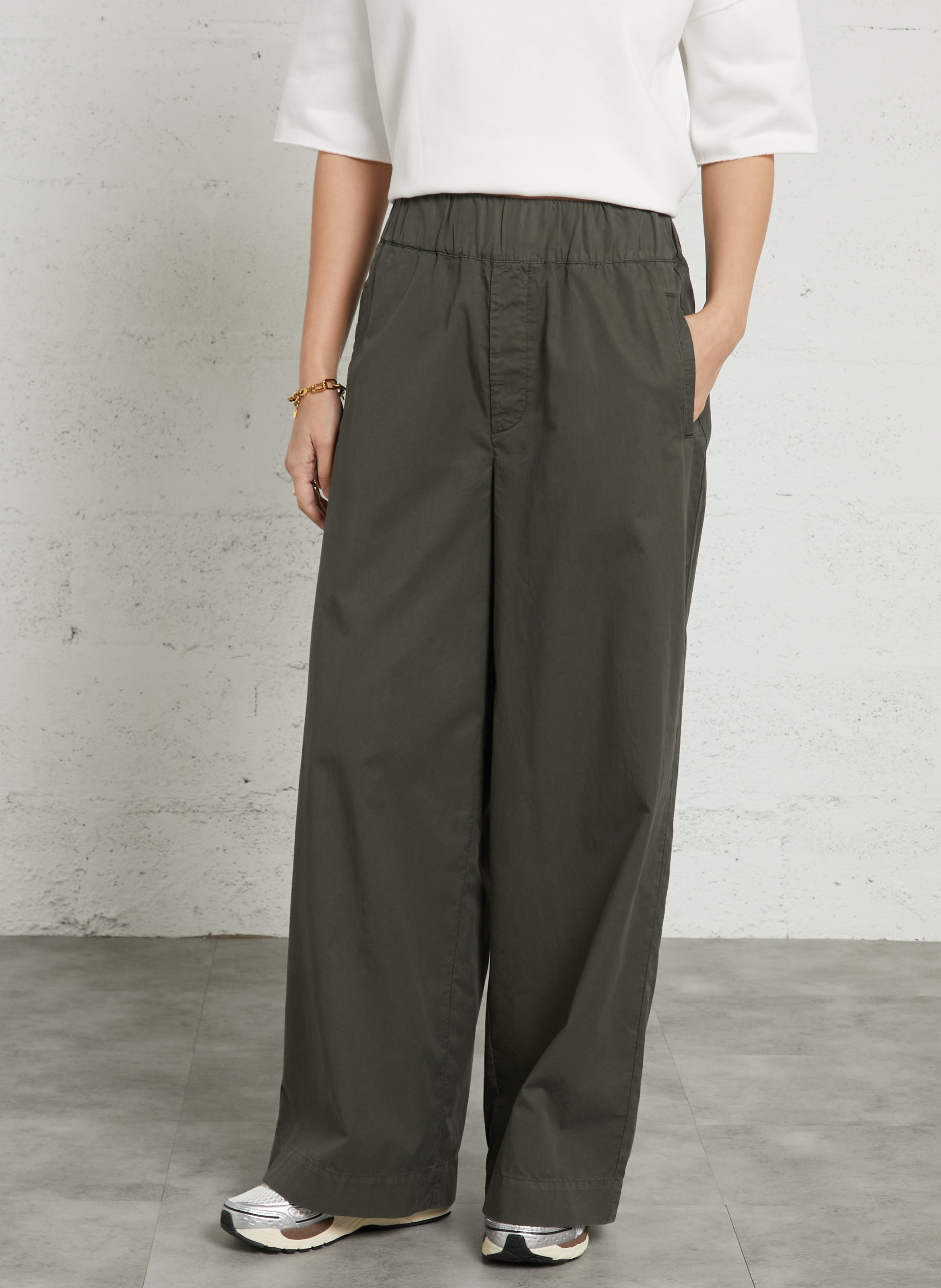 Wide-leg high-waisted cotton-blend pants LAB DIP