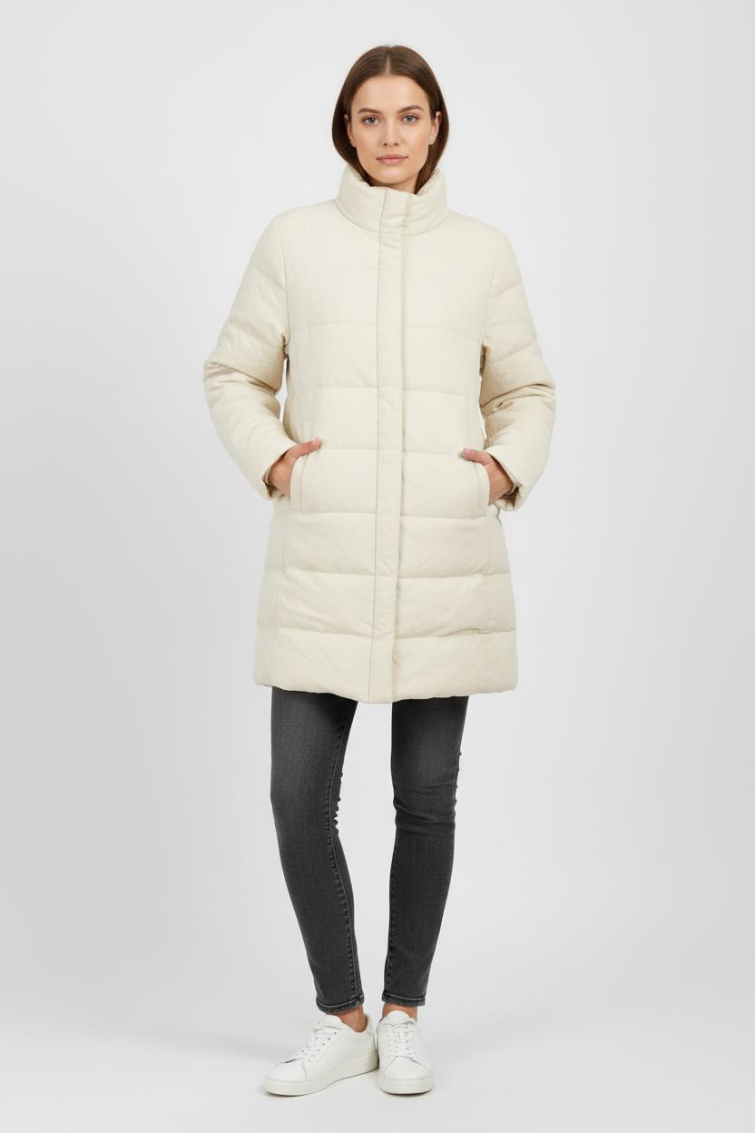 Lightweight quilted padded jacket with high neck MONCLER - Seconde Main Beige