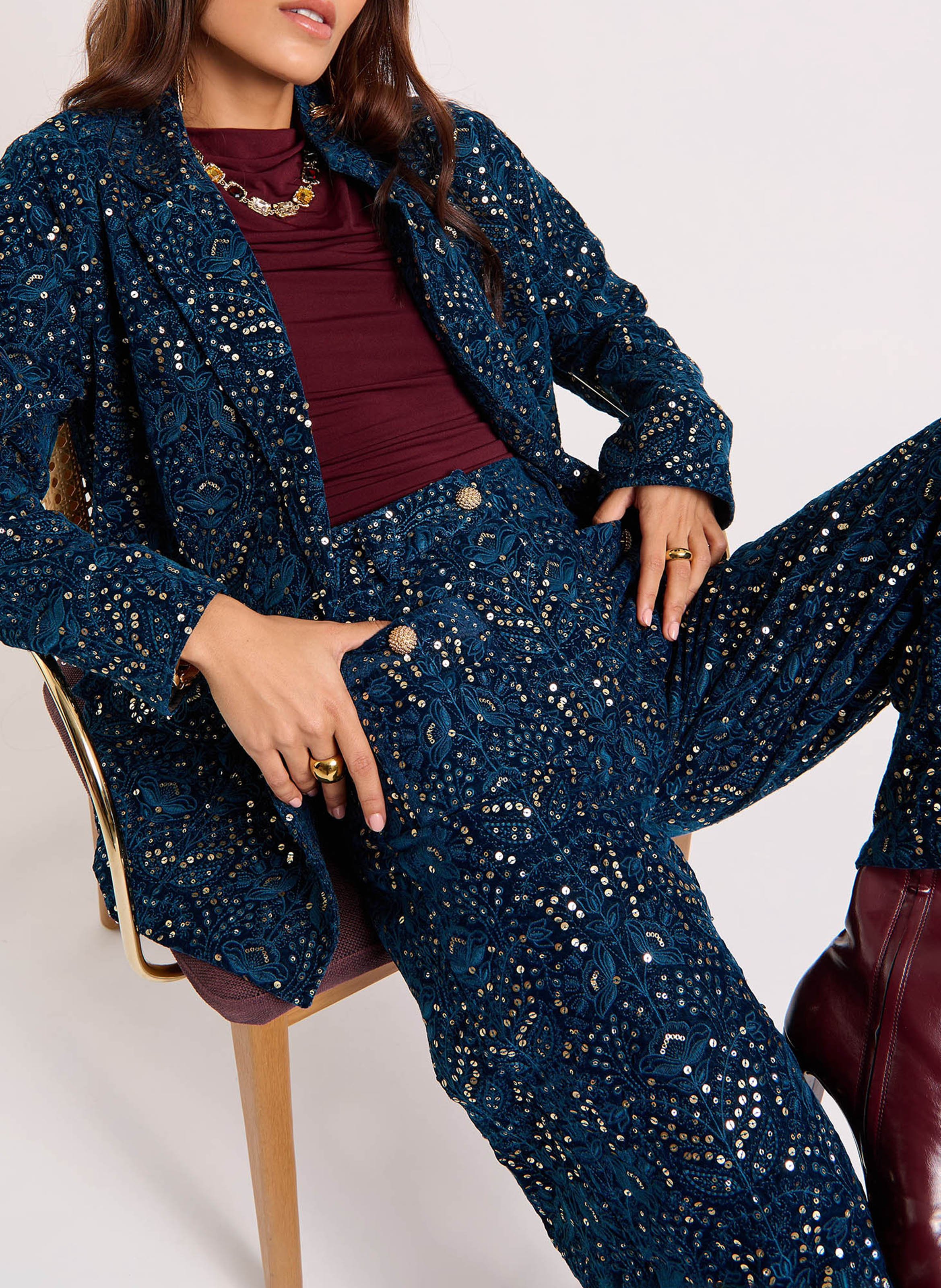 Veste col tailleur aspect jacquard WILD Bleu