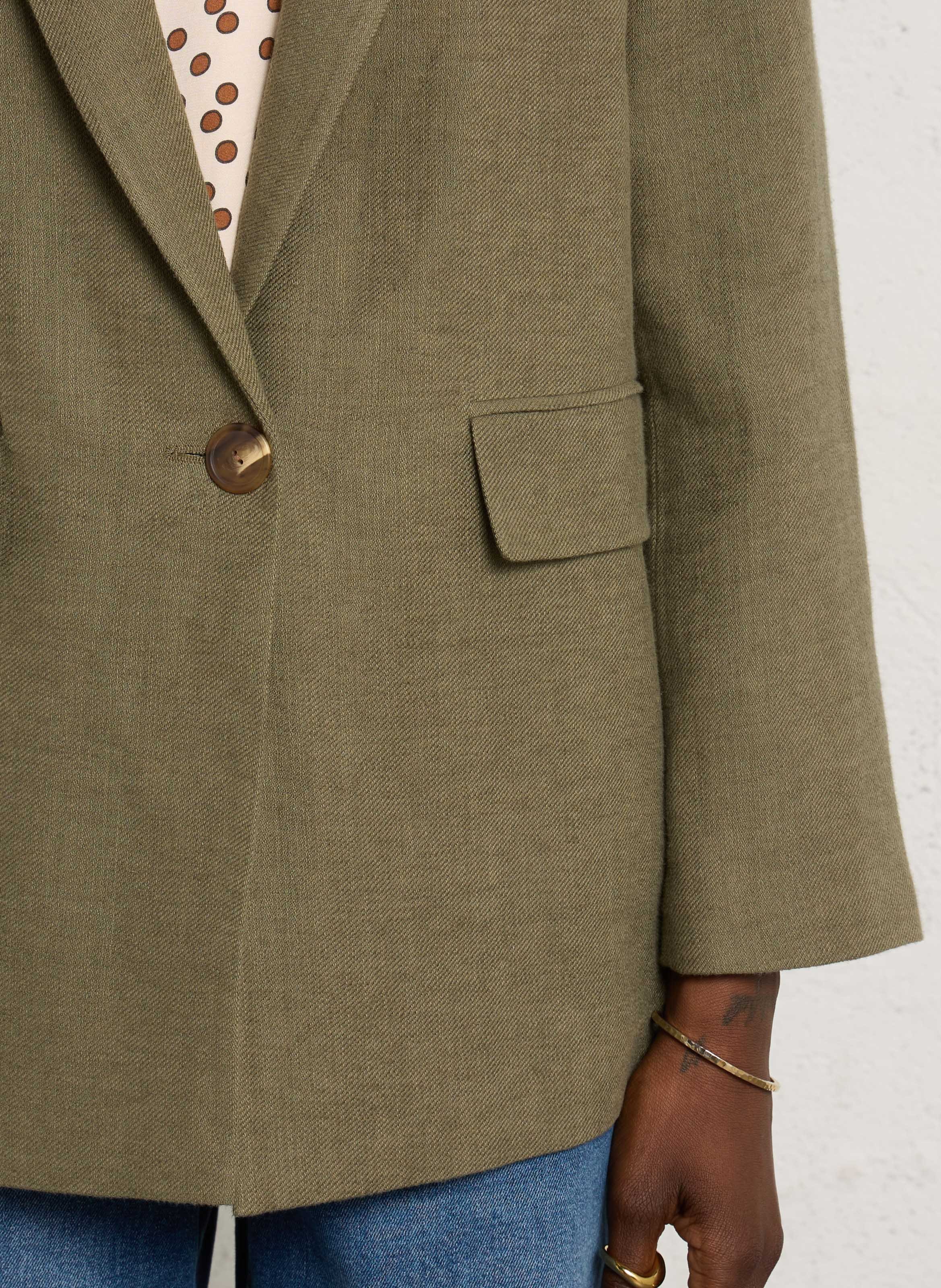 Straight linen and cotton jacket MAISON 123 Khaki