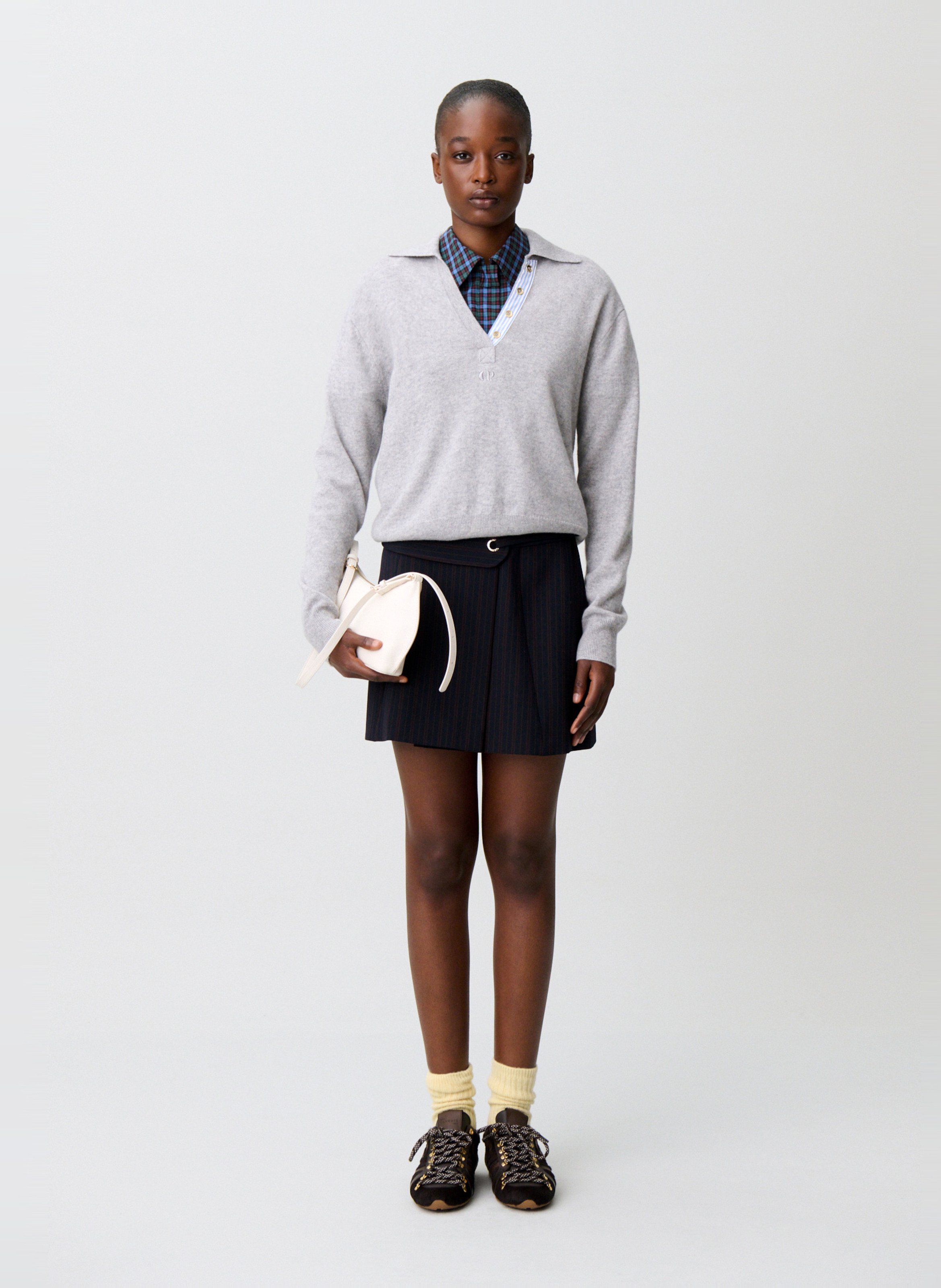 Straight wool blend polo CLAUDIE PIERLOT Grey