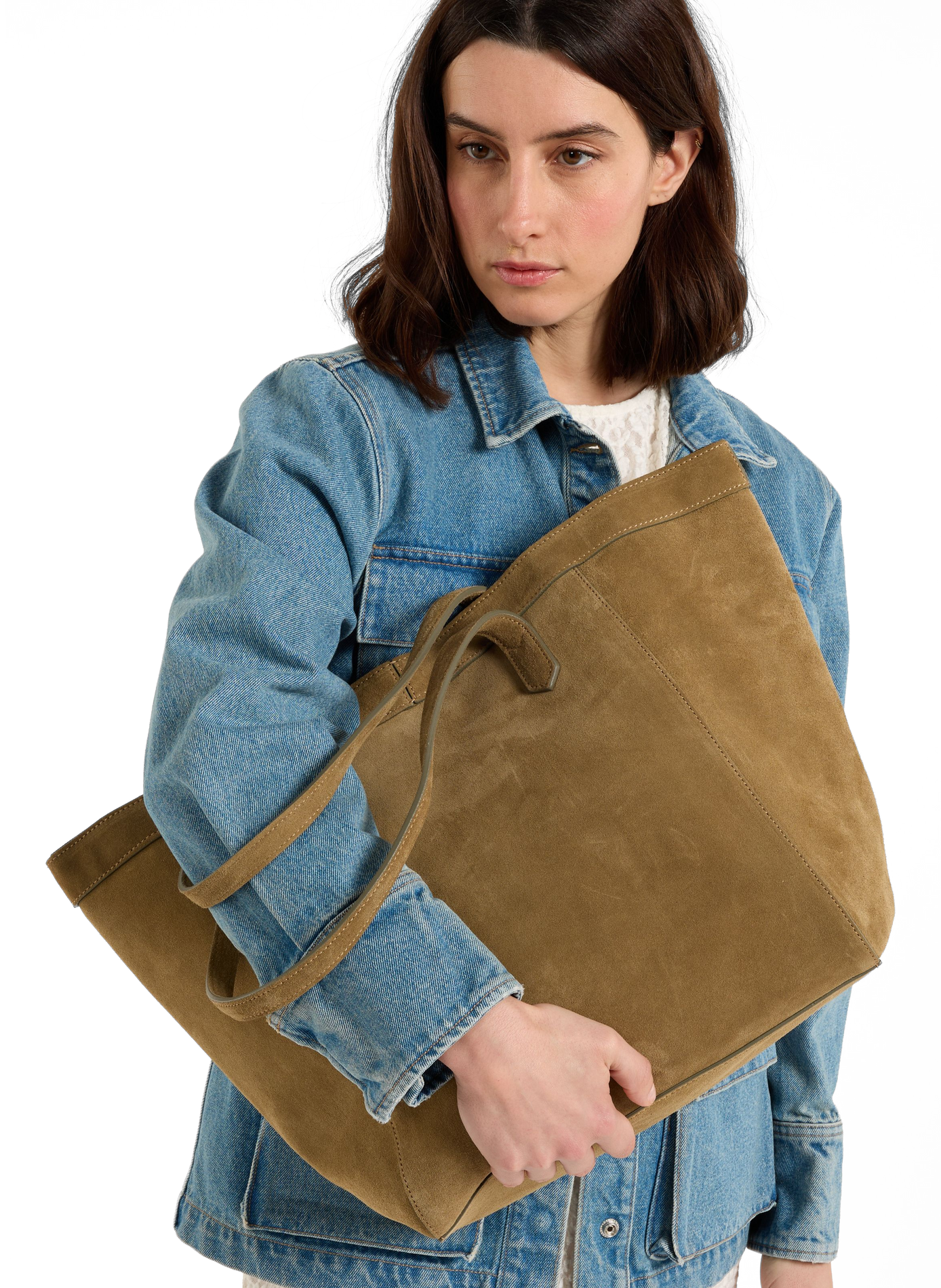 Shopper aus Veloursleder SAISON 1865 Khaki