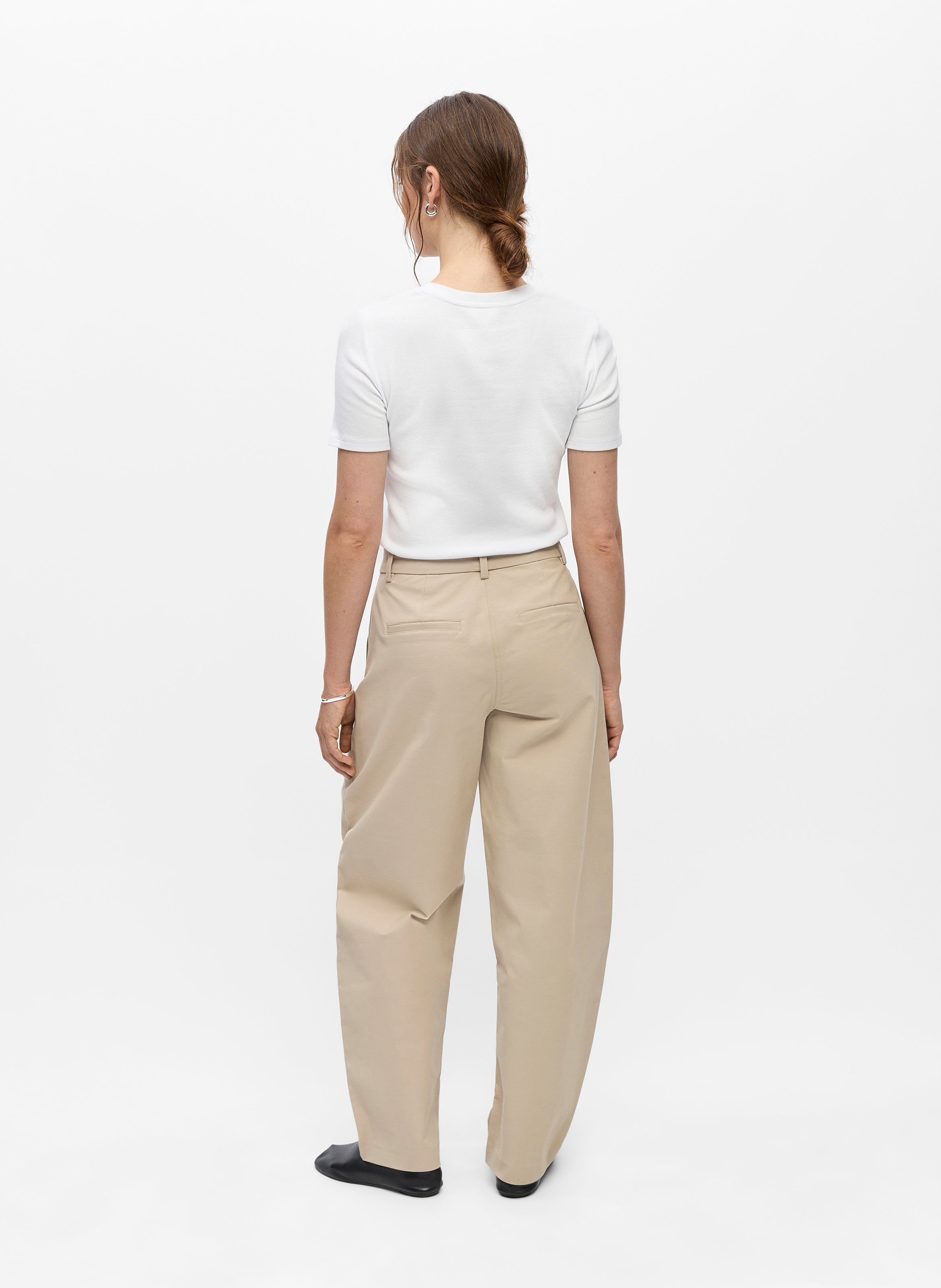 Pantalon barrel en coton organique mélangé OBJECT Marron