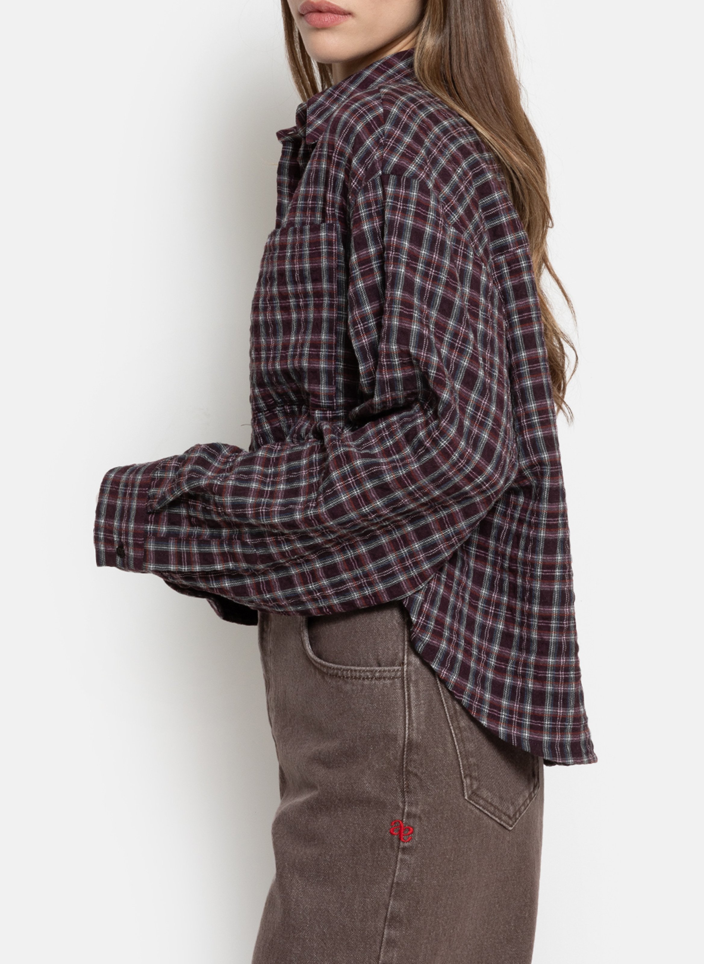 Wijde, geruite blouse AME ANTWERP Violet