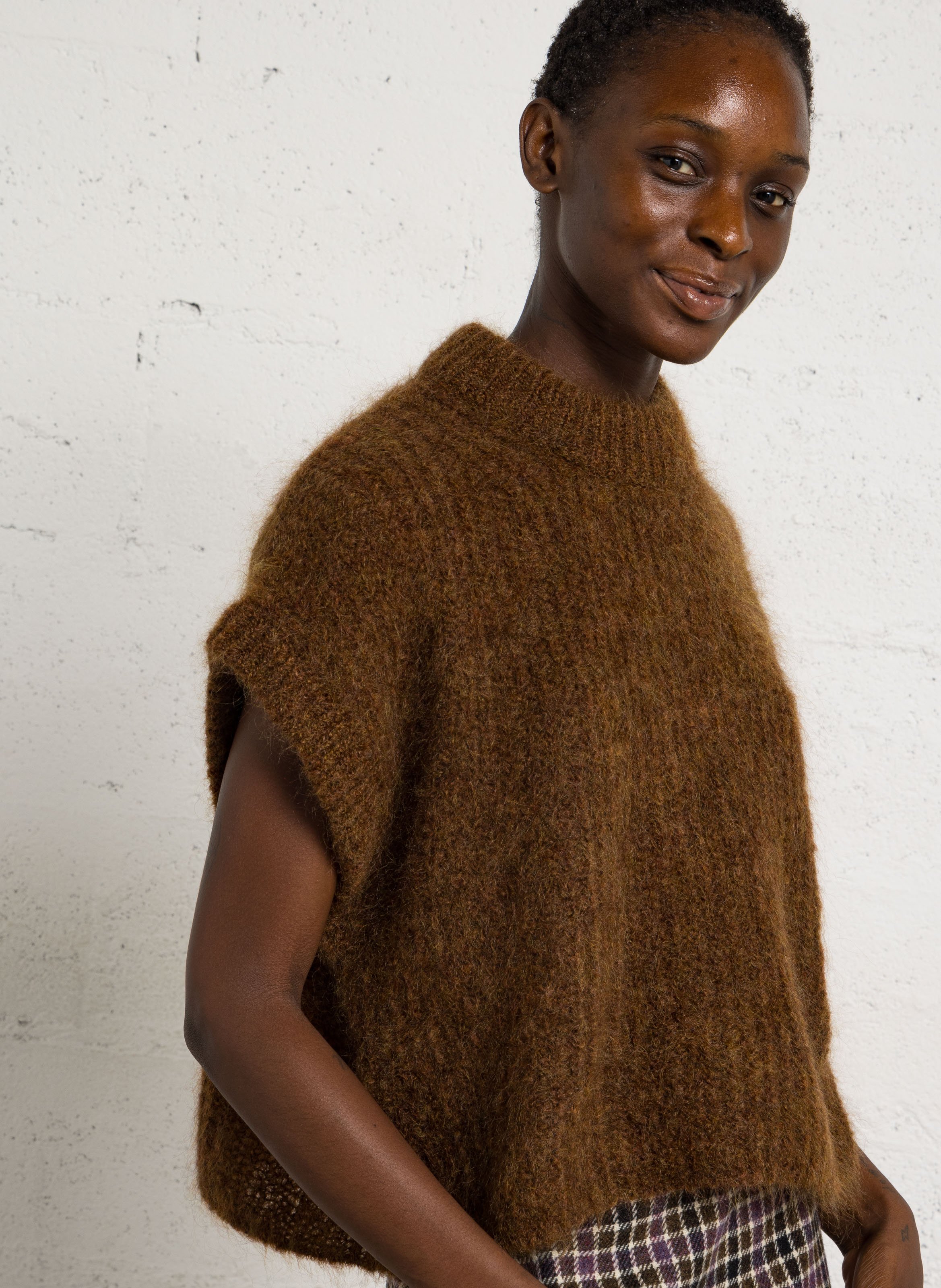 Round-neck wool-blend sweater DES PETITS HAUTS Brown