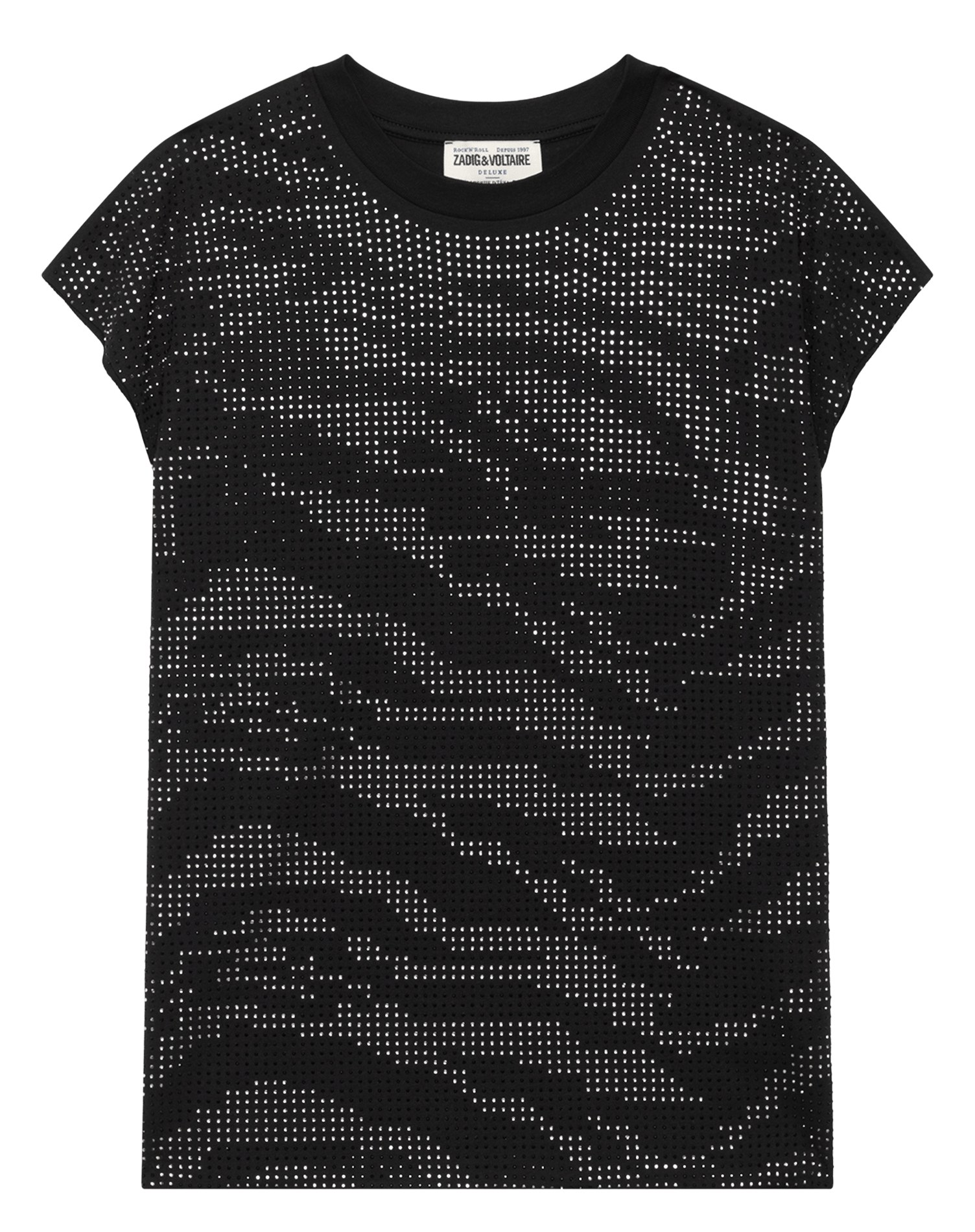 T-Shirt mit Strass und Tierdruck ZADIG&VOLTAIRE Schwarz