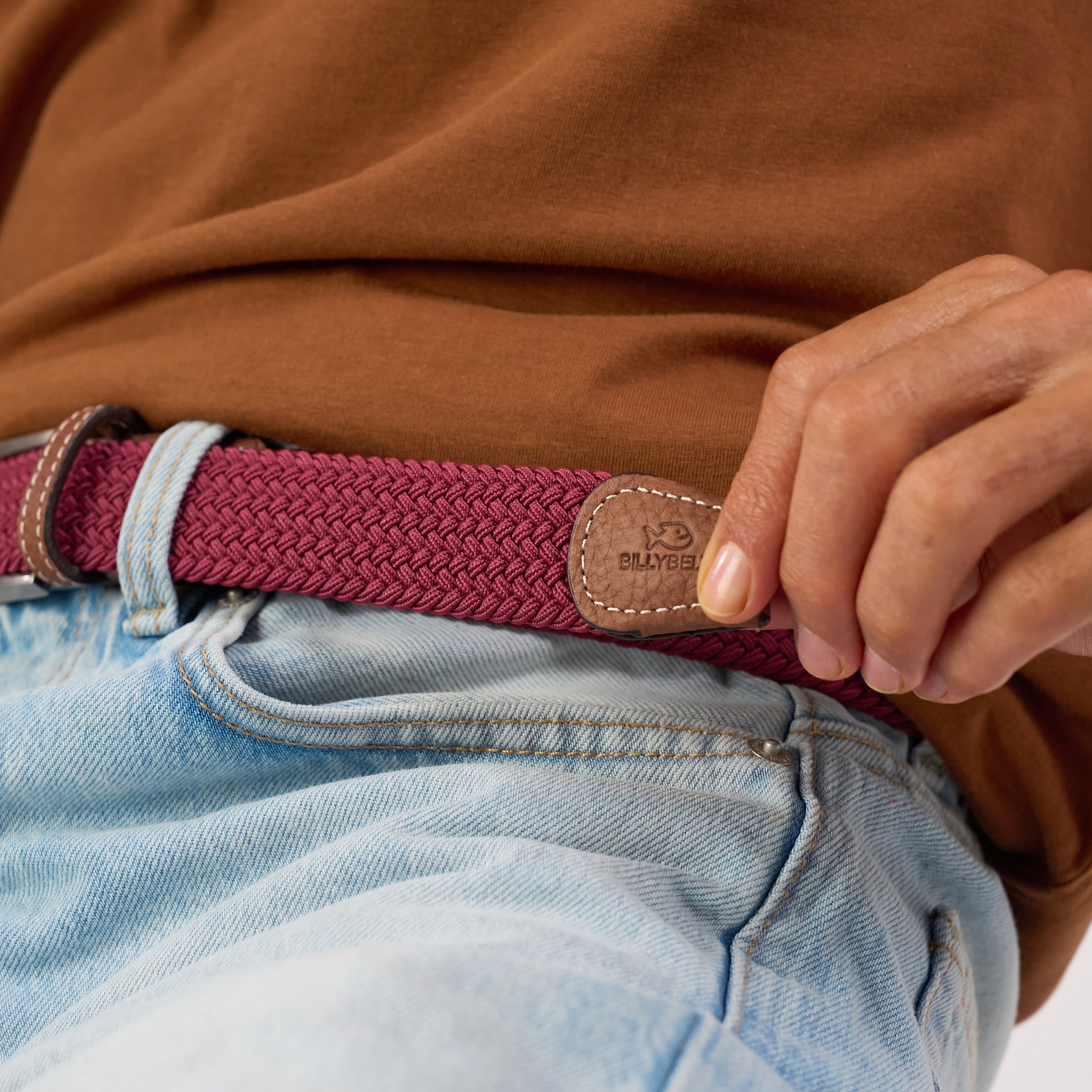 Solid Elastic Braided Belt BILLYBELT Red