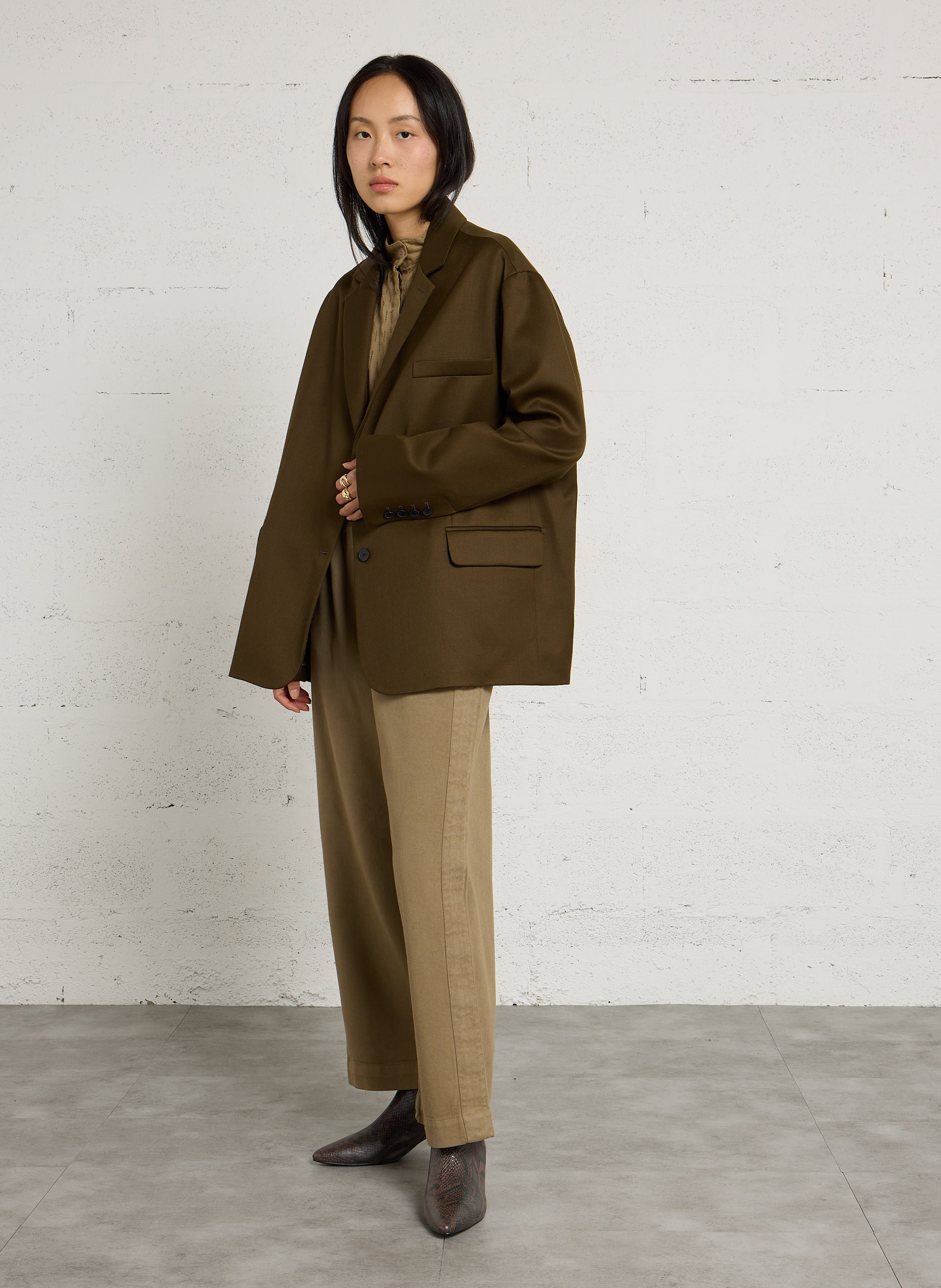 Oversized blazer met ruitpatroon van zuivere scheerwol BELLEPIECE Bruin