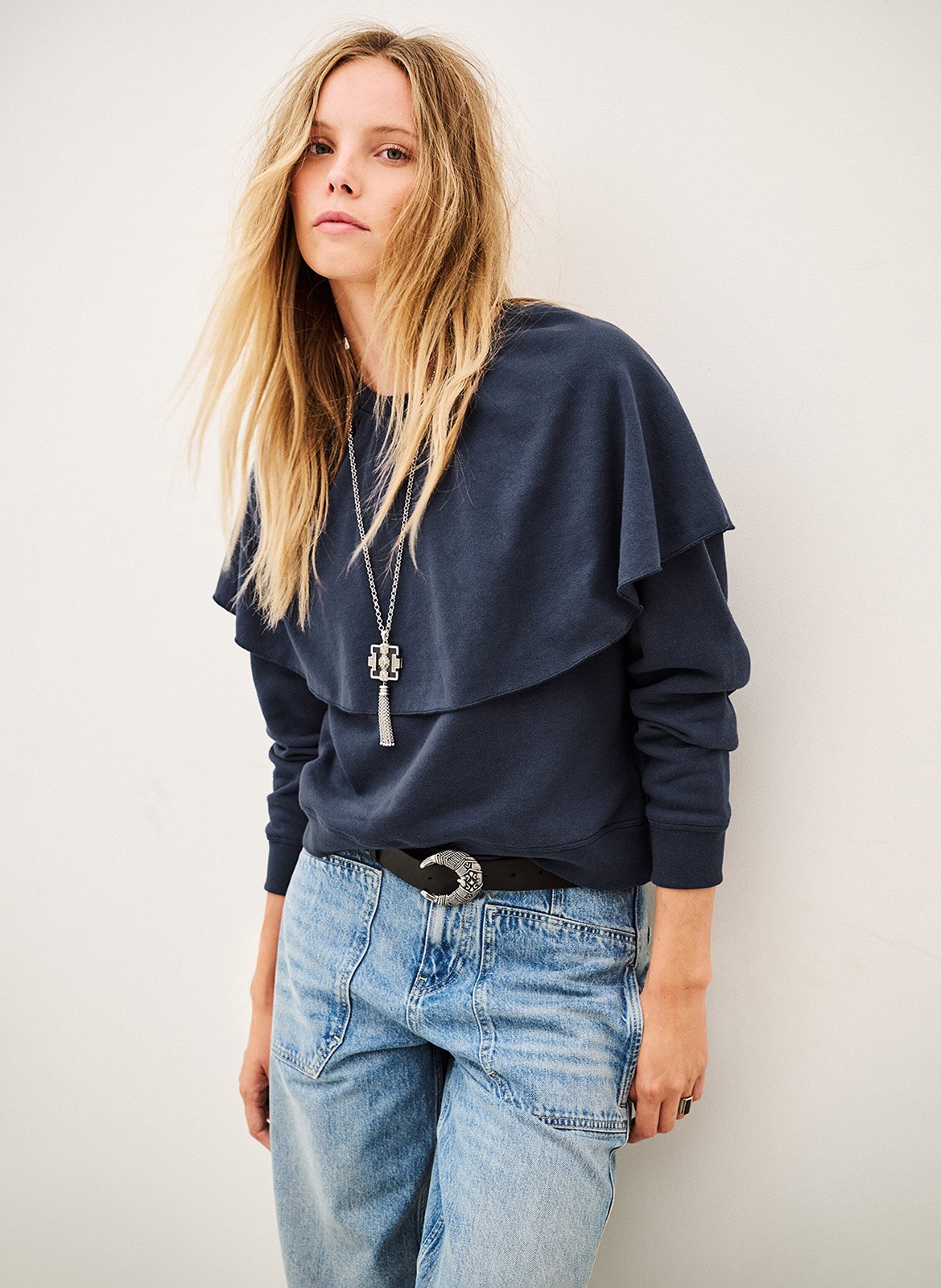 Straight cotton-blend sweater BA&SH Blue