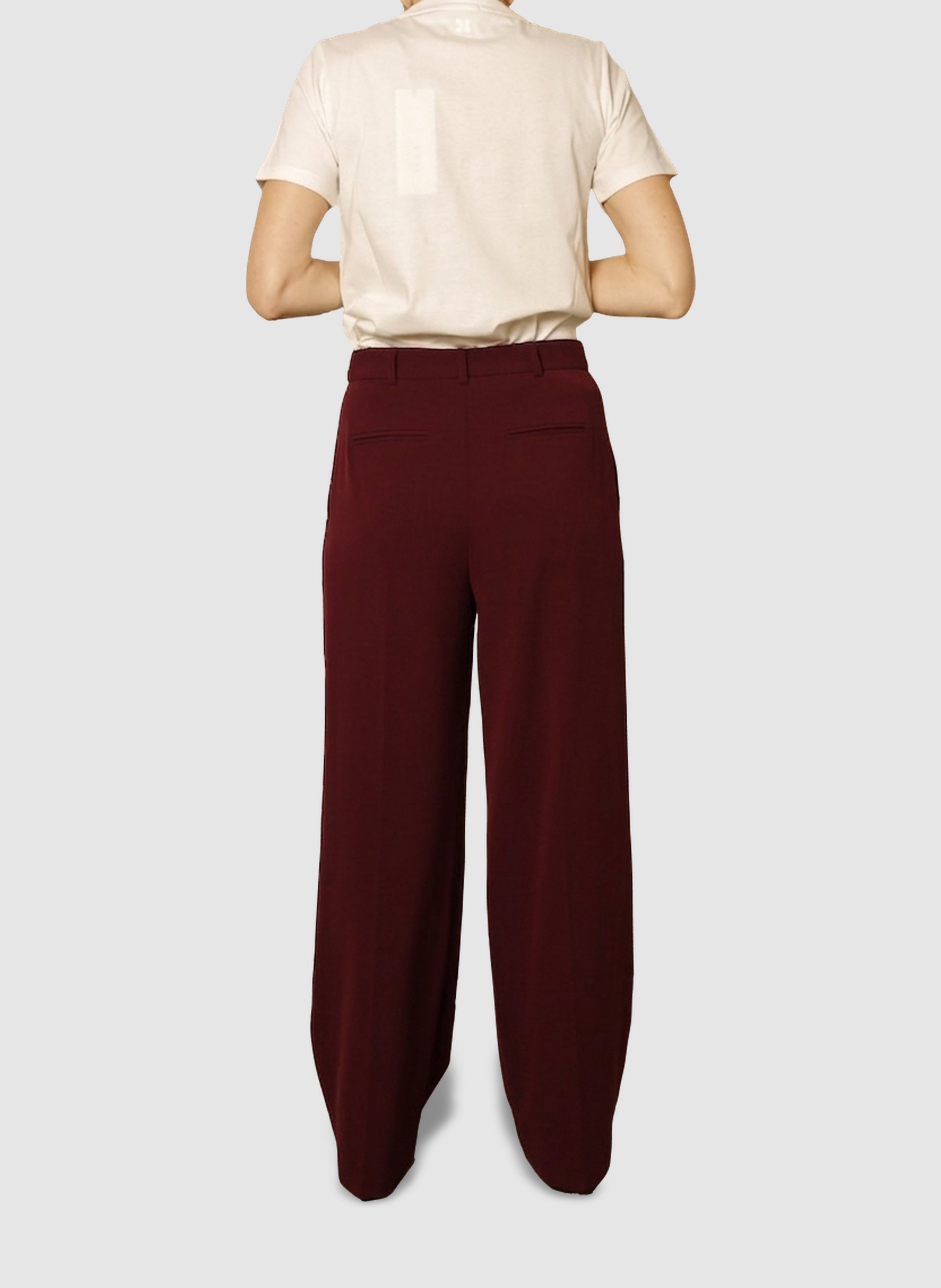 Pantalon de tailleur droit uni IKKS Rouge