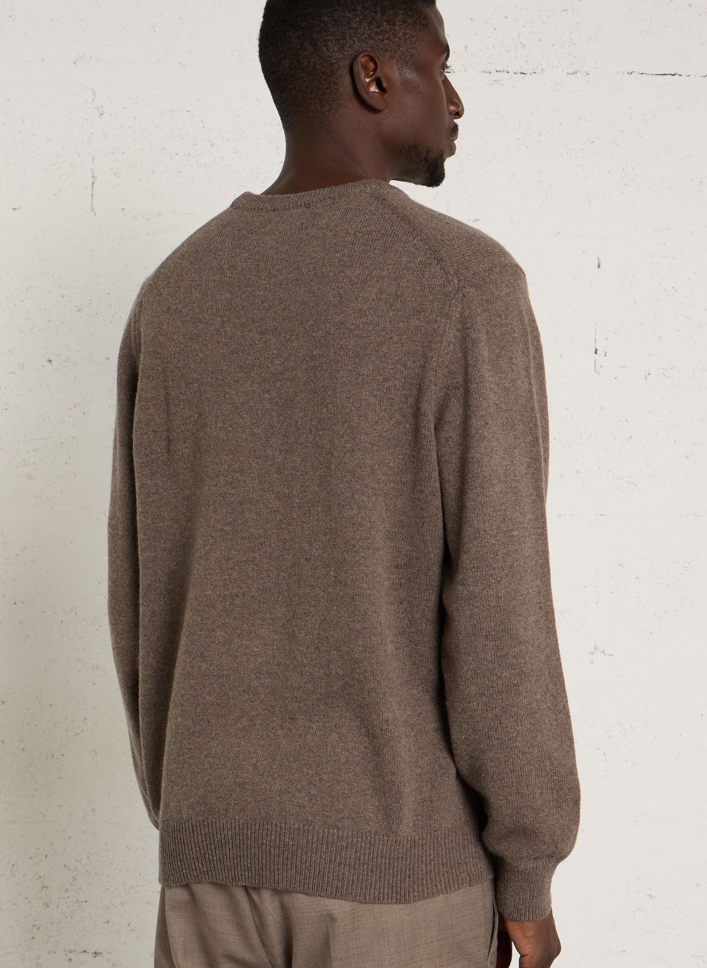 Pull droit col rond brodé en laine HACKETT Beige
