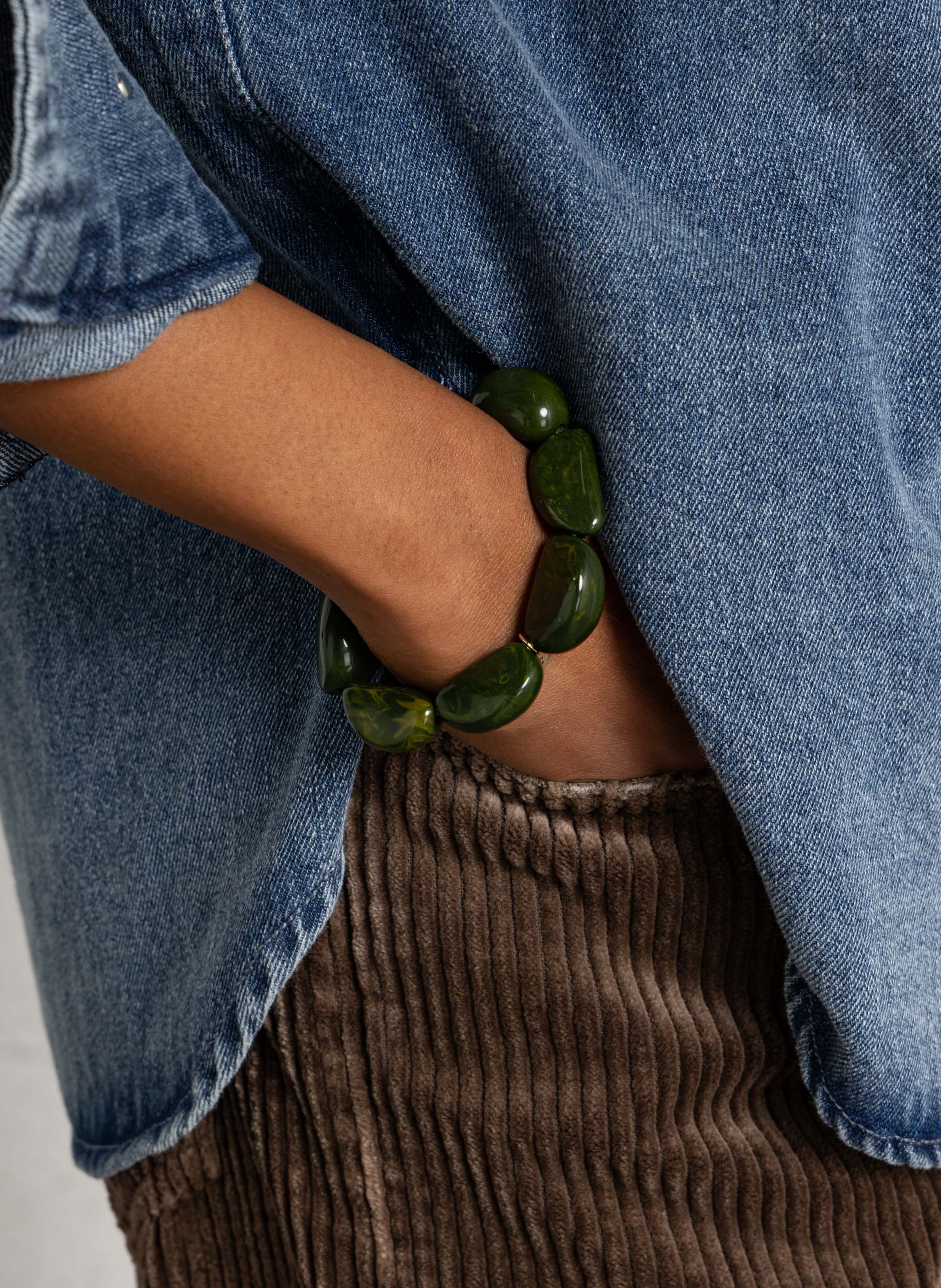 Elastische armband met kralen FEEKA Groen