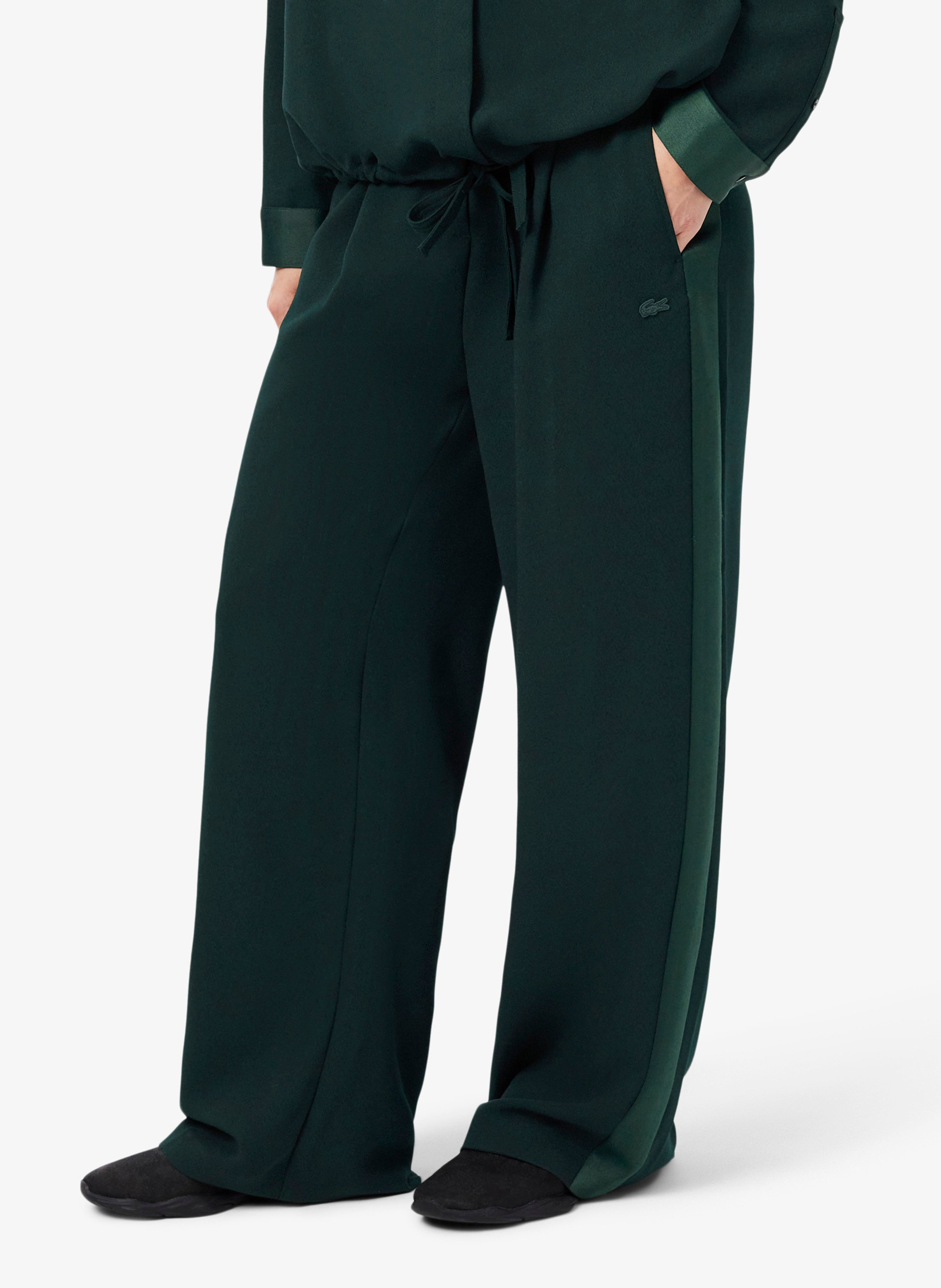 Wide-leg trousers with satin stripes LACOSTE Green