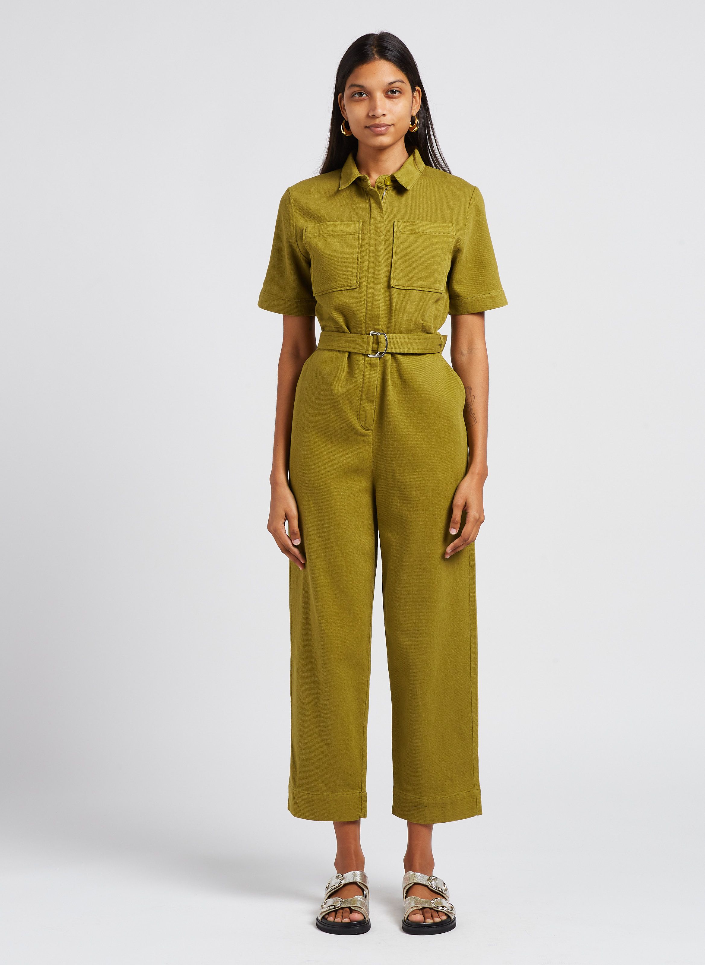 khaki cotton jumpsuit