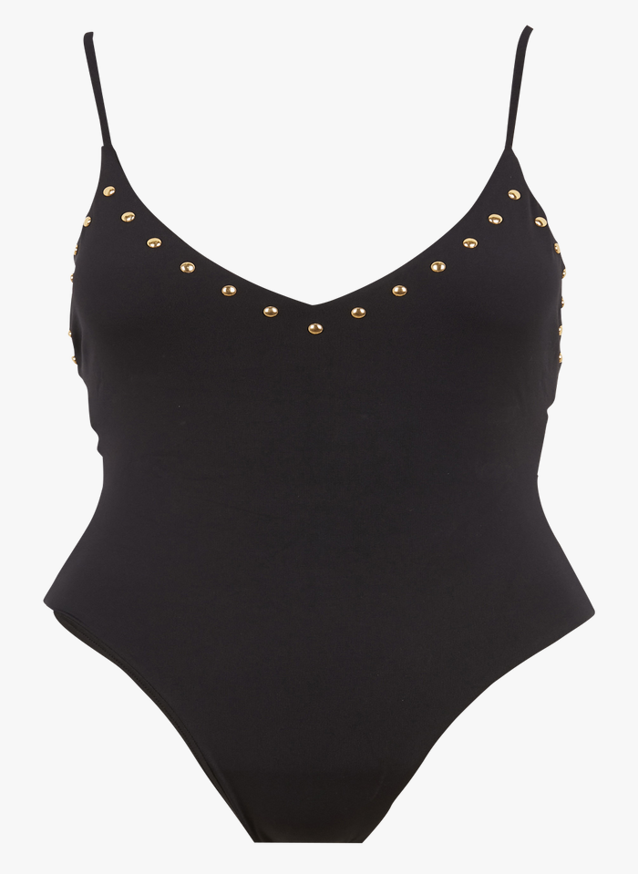 One-piece Studded Swimsuit Black Beliza - Women
