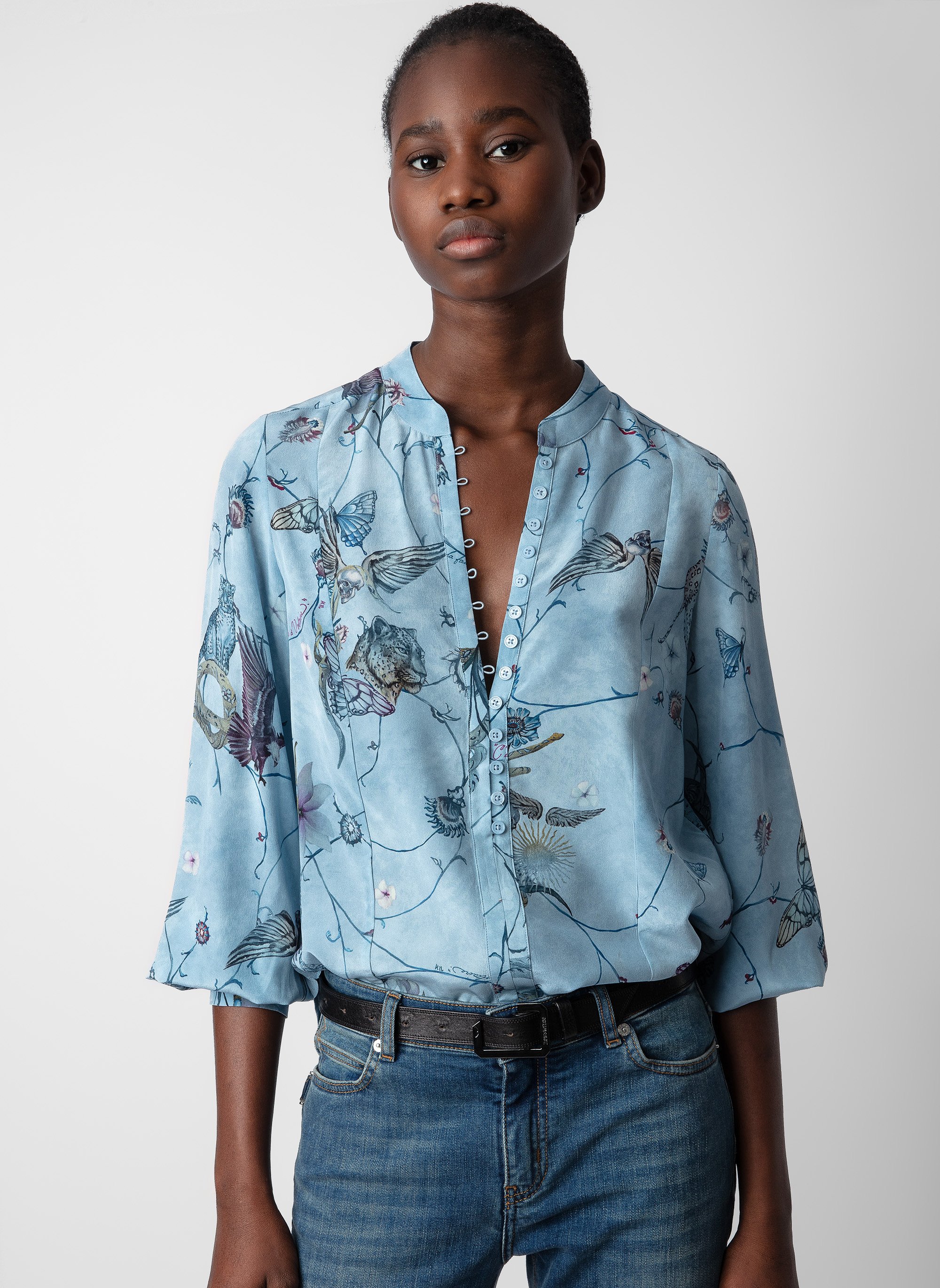 Blouse bleue femme hot sale