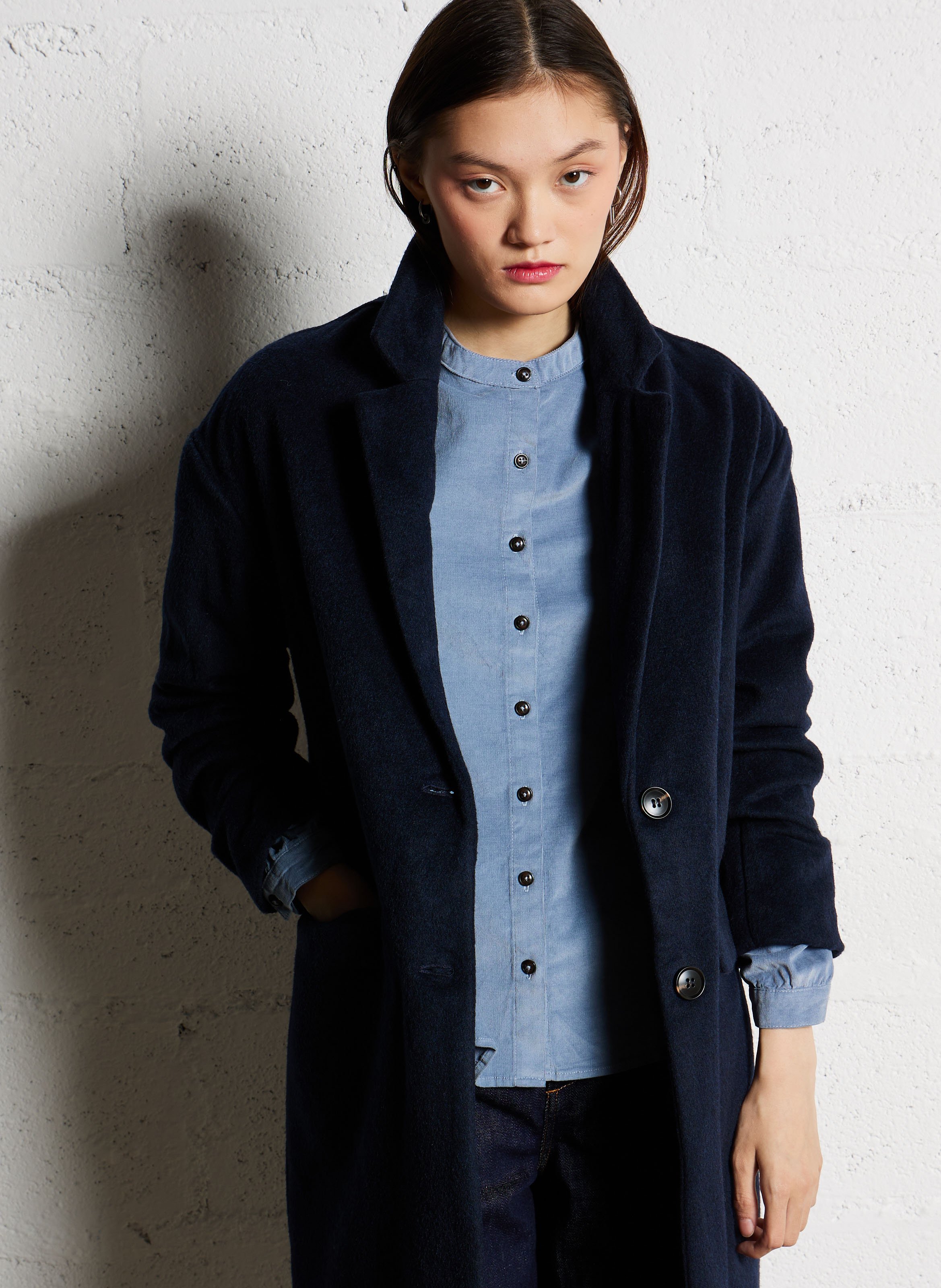 Manteau droit col tailleur LA PETITE ETOILE Bleu