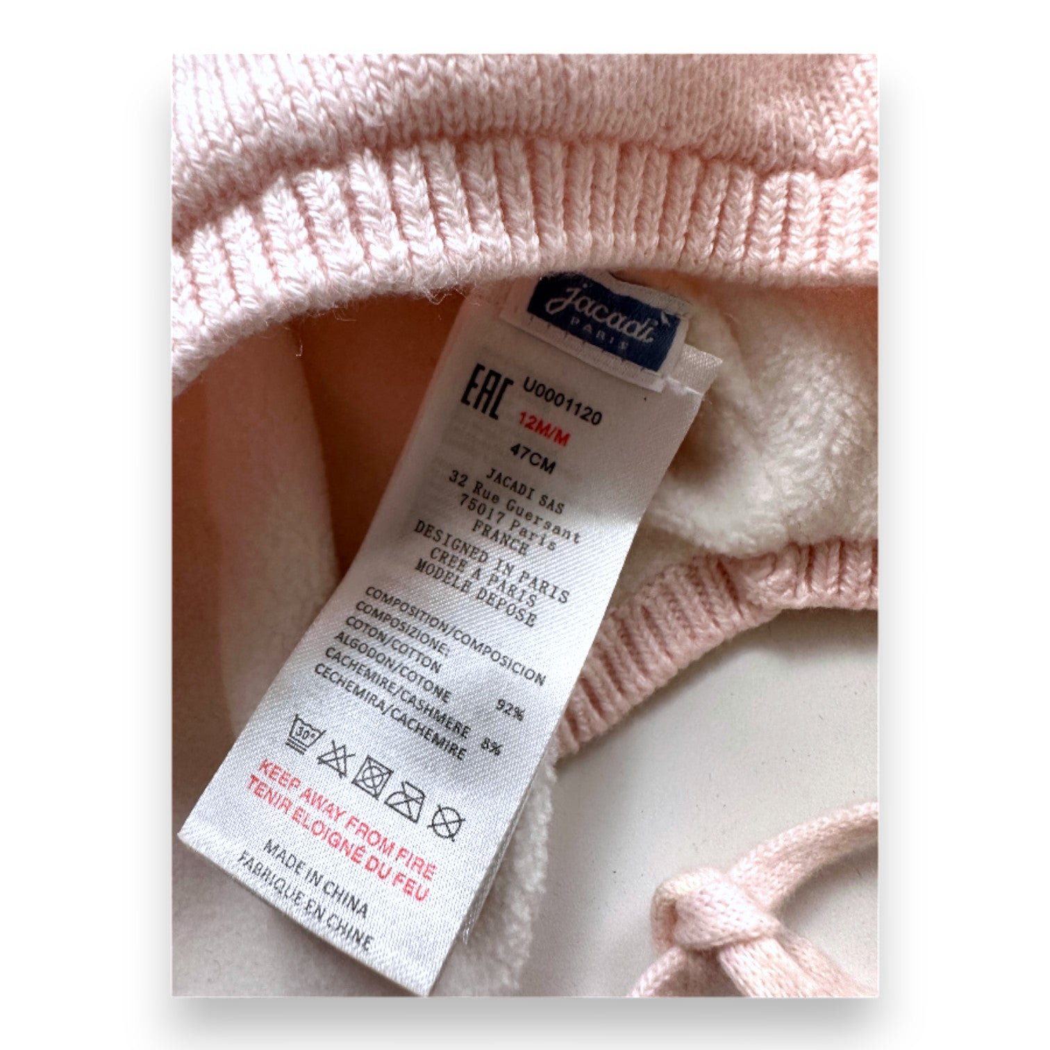 Pink baby beanie - 9 months JACADI - Seconde Main Pink