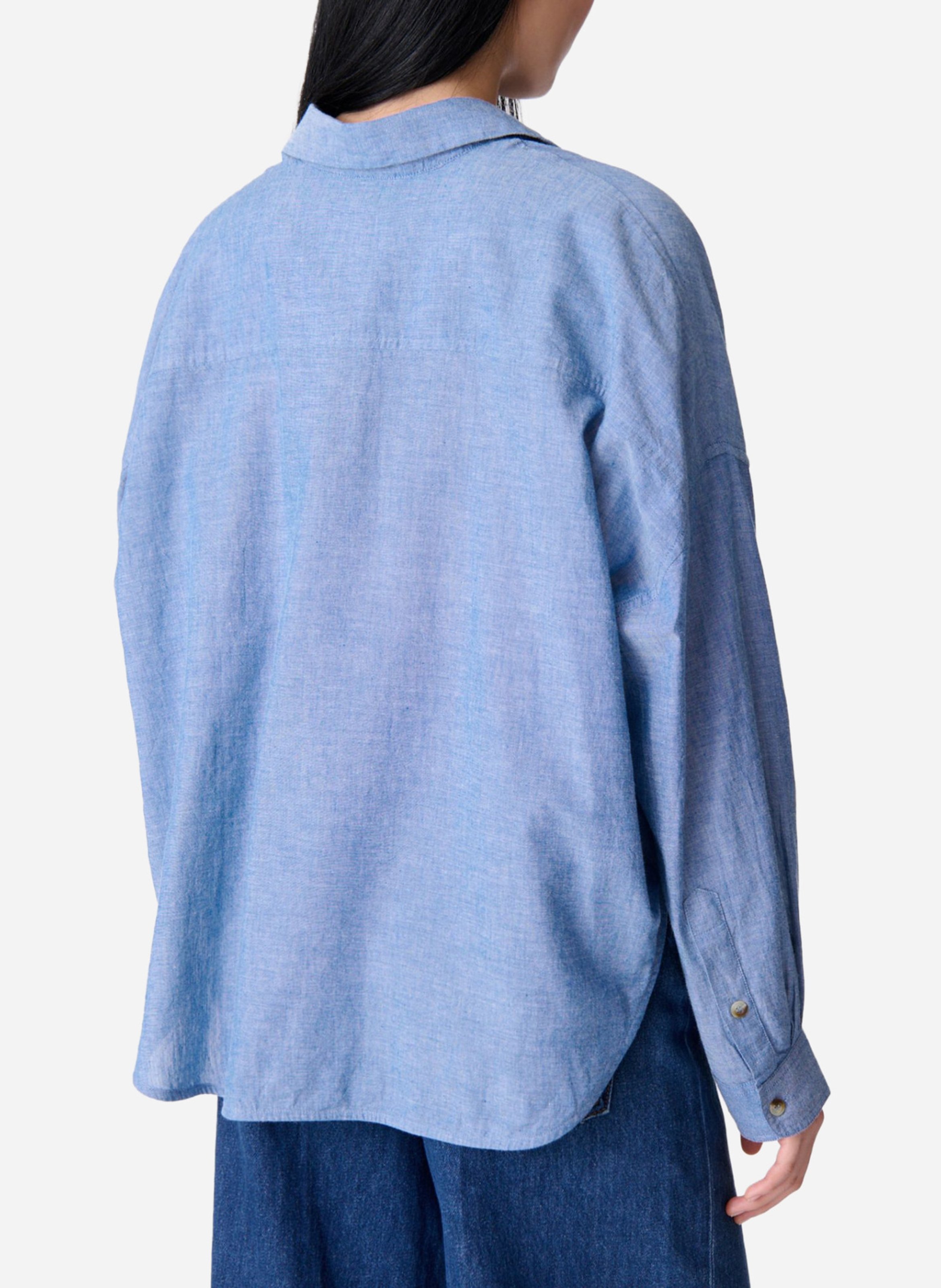 Oversized deconstructed cotton shirt Blue