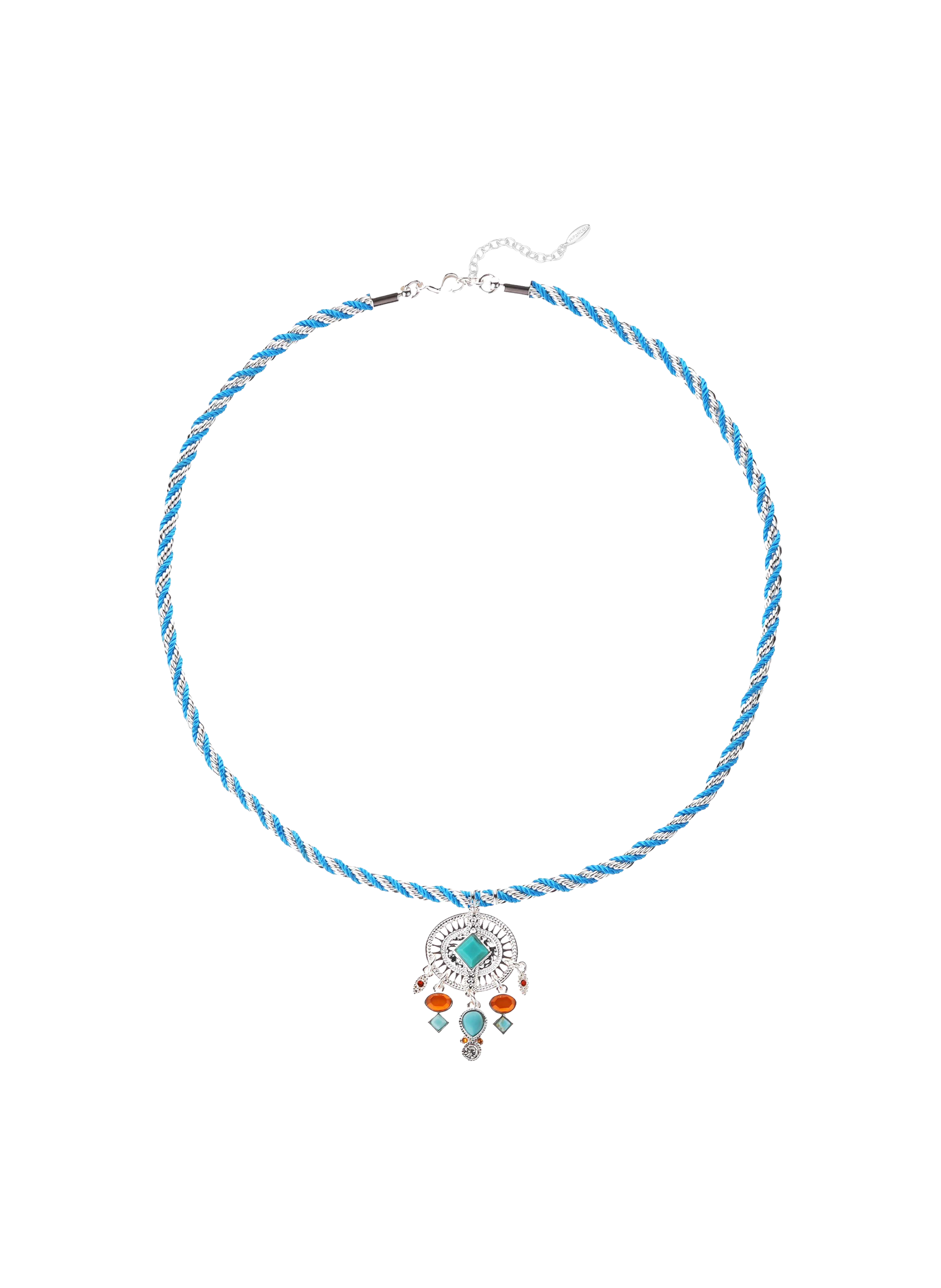 Adjustable cord necklace with central cabochon HIPANEMA Silver