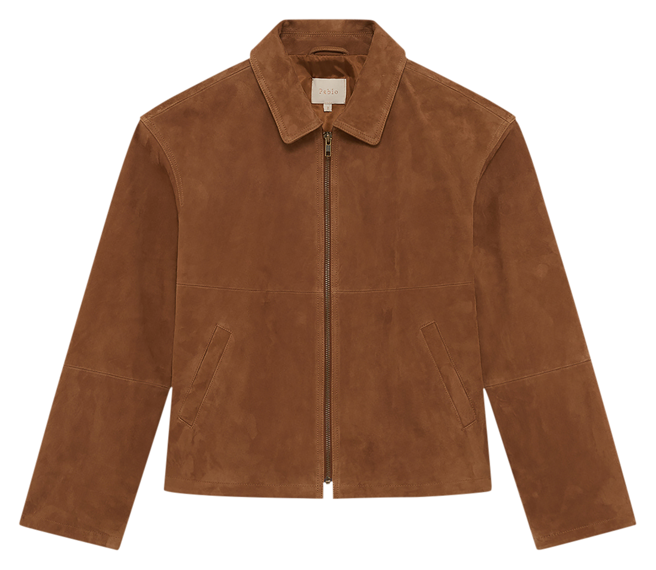 Veste col chemise en cuir PABLO Marron