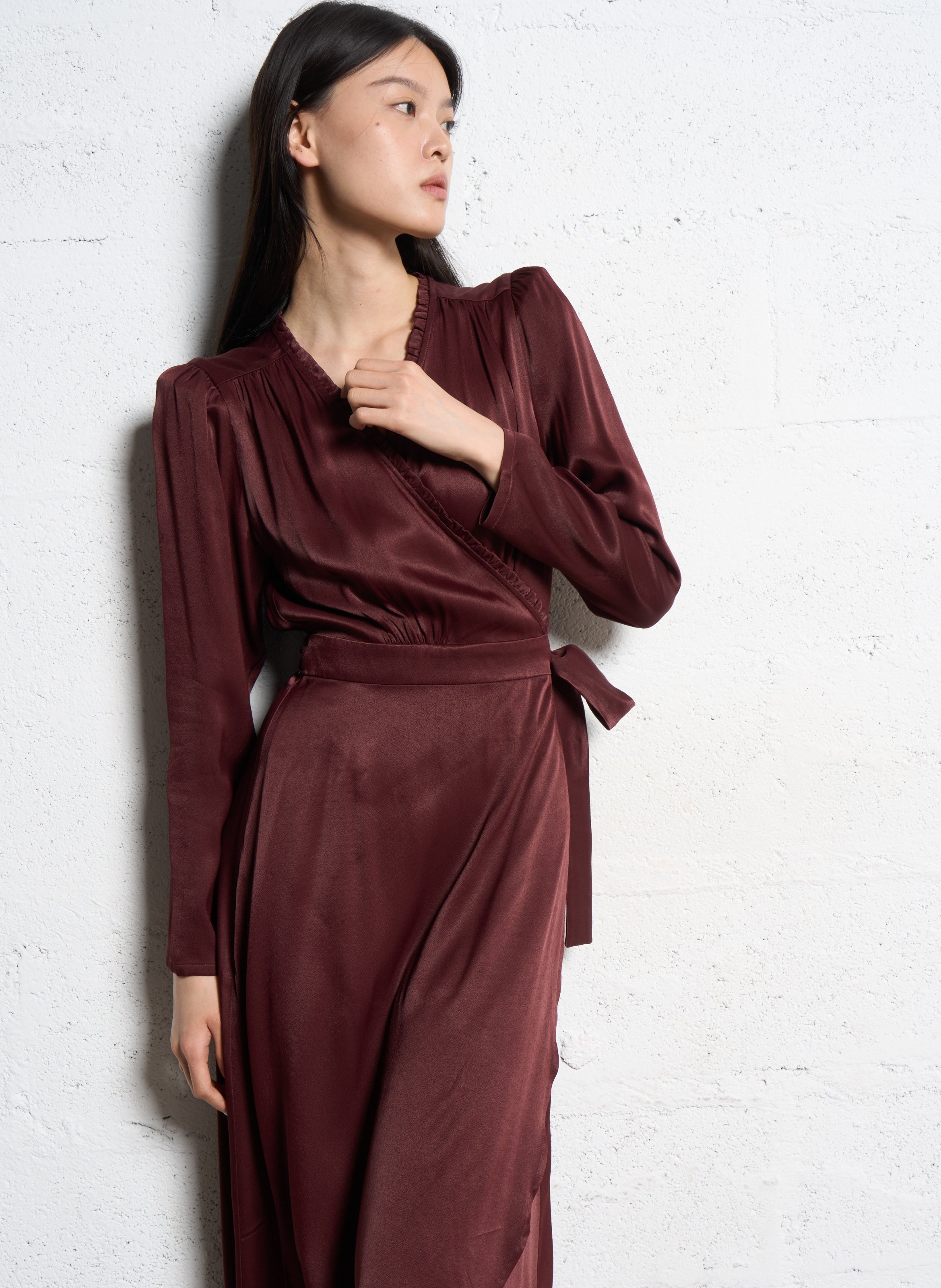 Robe midi cache coeur SUNCOO Prune