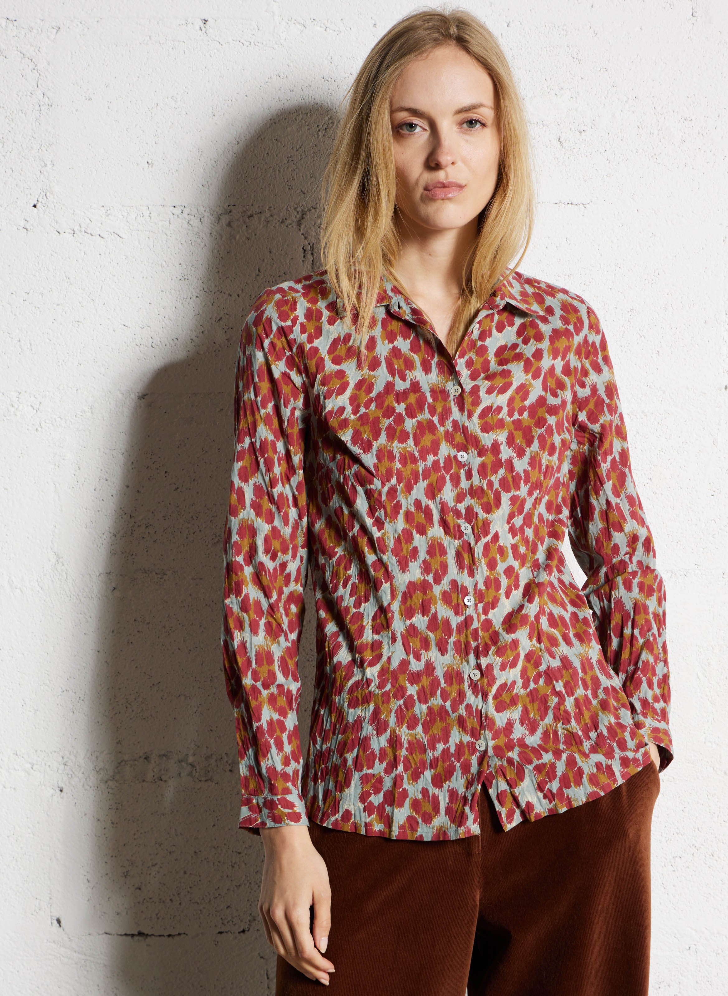 Chemise droite en coton imprimé NICE THINGS Vert