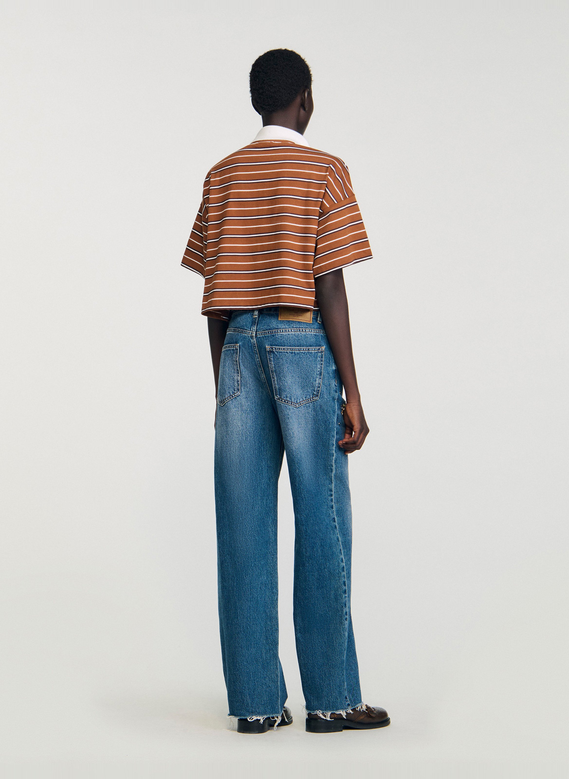 Jean droit à broderies sequins SANDRO Bleu