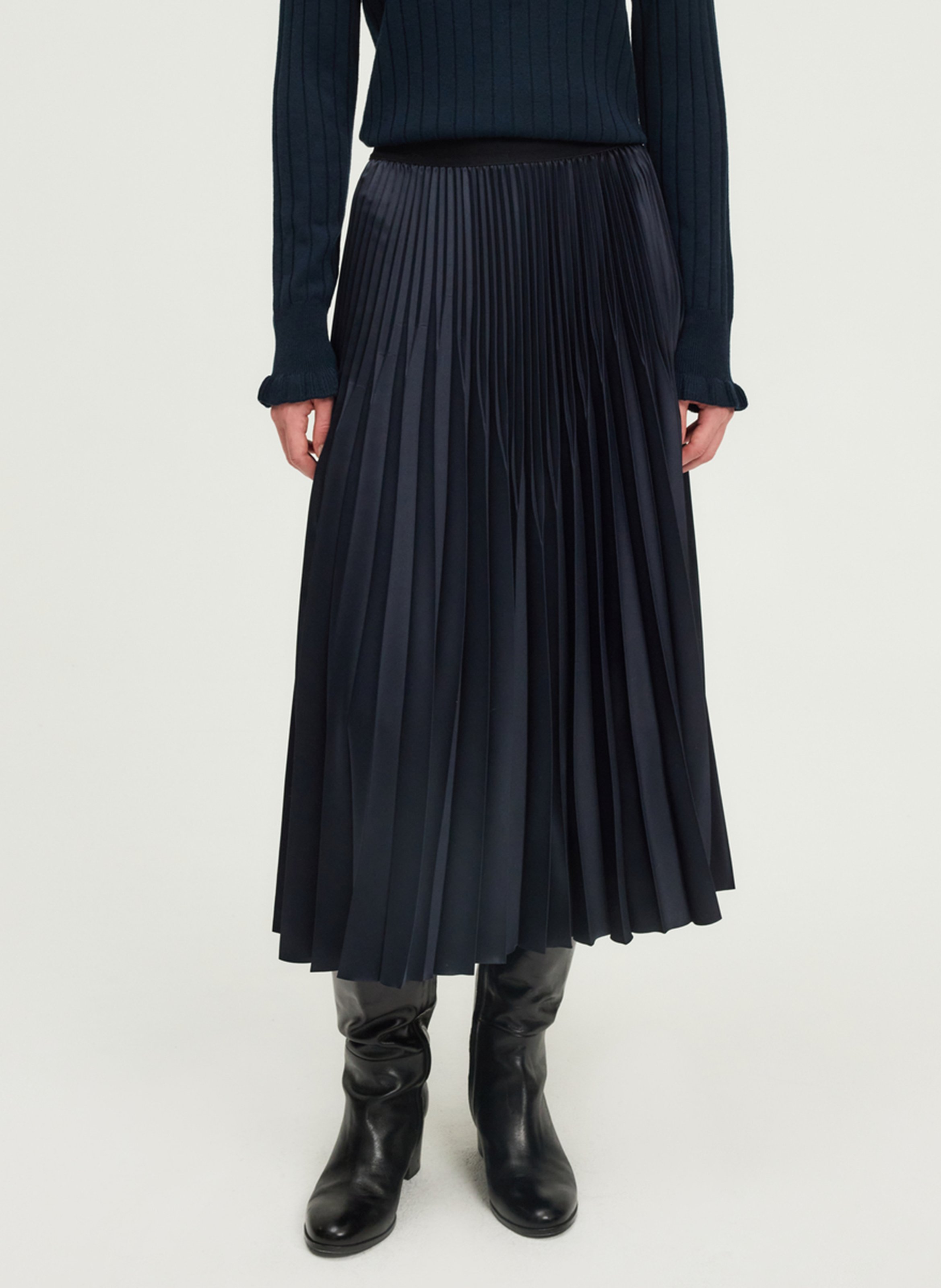 Jupe midi plissée PABLO Bleu