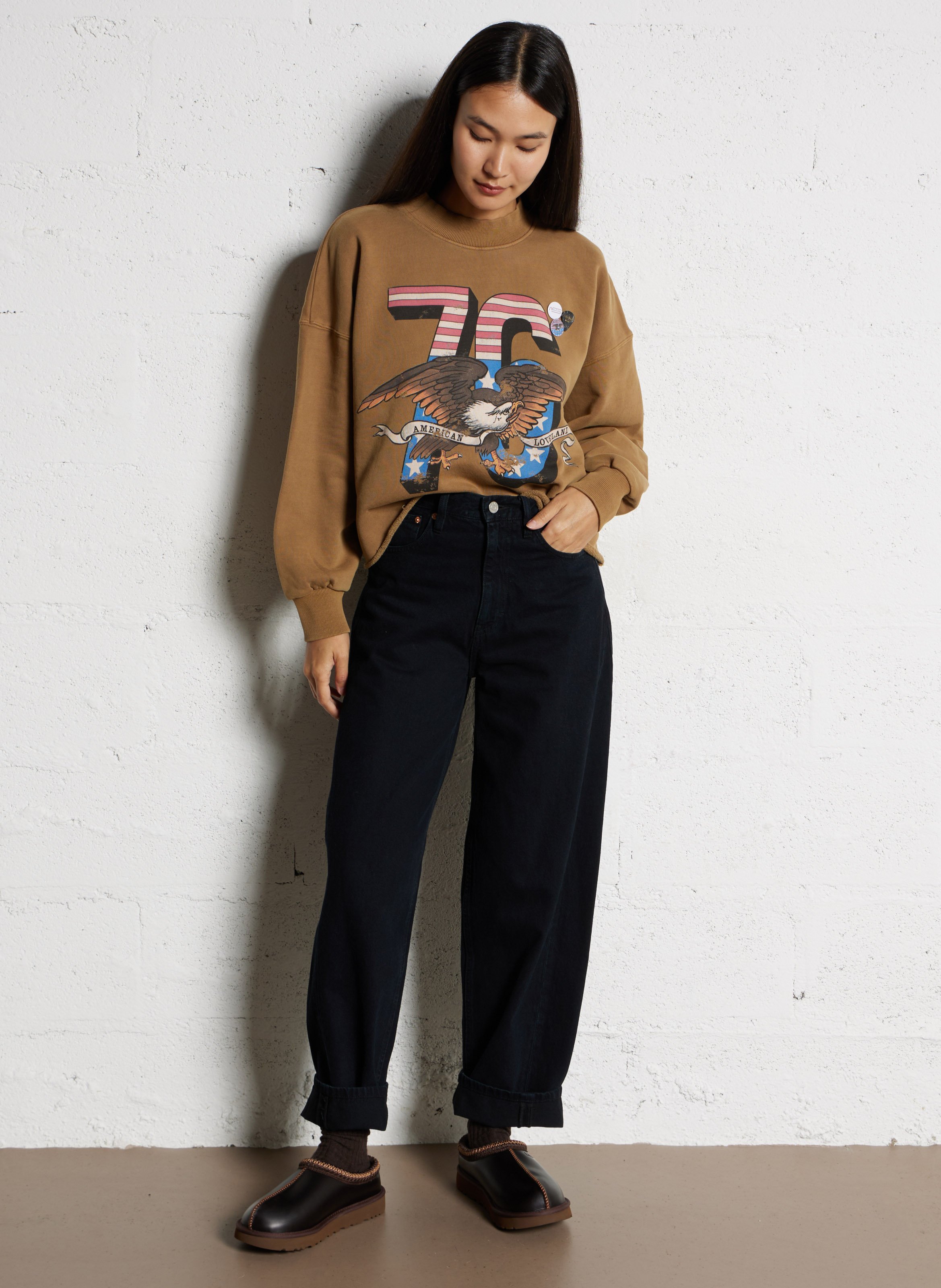 Deels leren klompen UGG Bruin