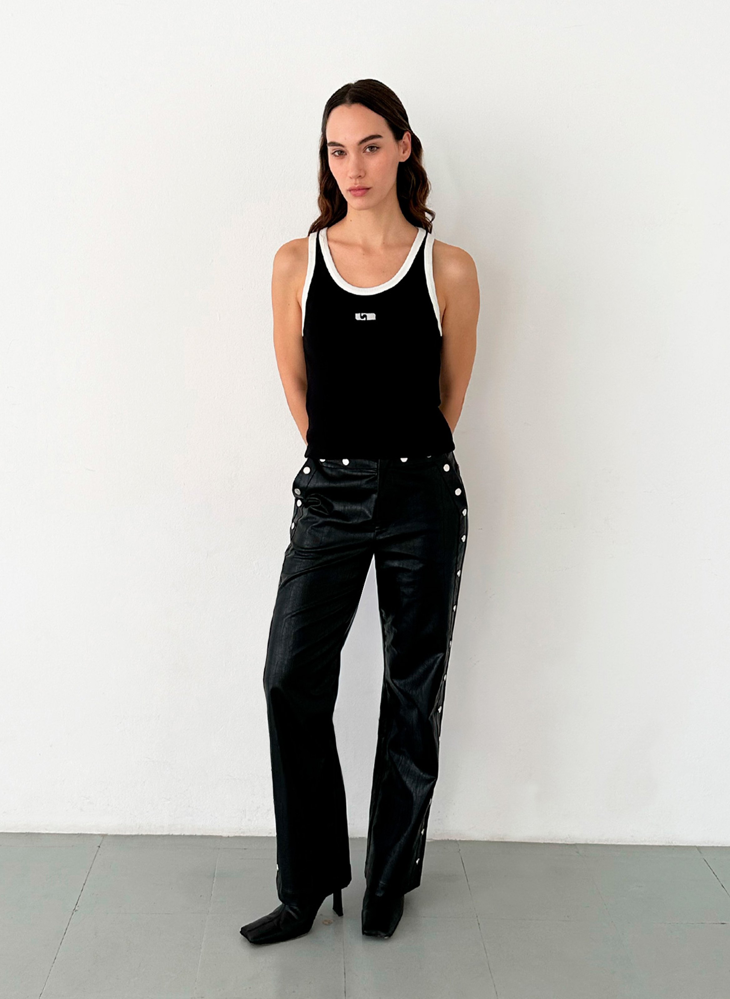 Leather-effect straight-leg pants LAAGAM Black