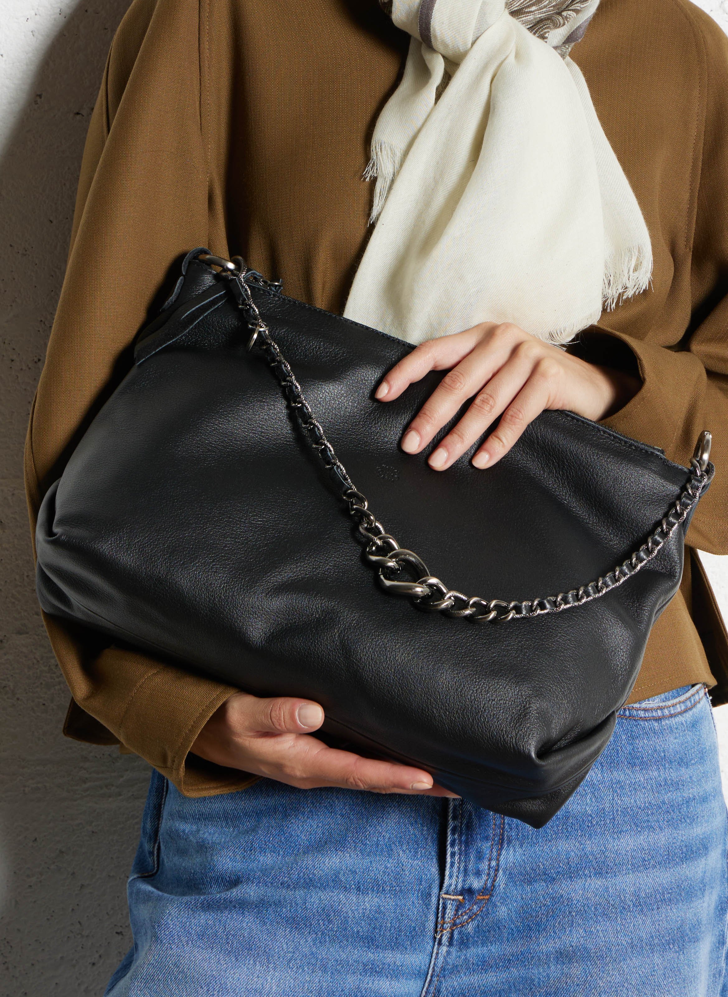 Bowlingtas van nerfleer met rits MILA LOUISE Zwart