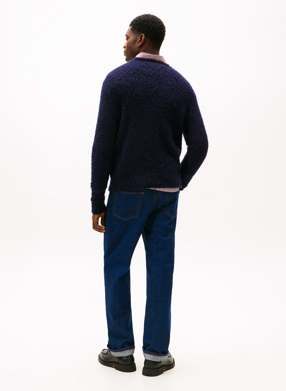 Fluffy straight wool blend logo sweater TOMMY HILFIGER Blue